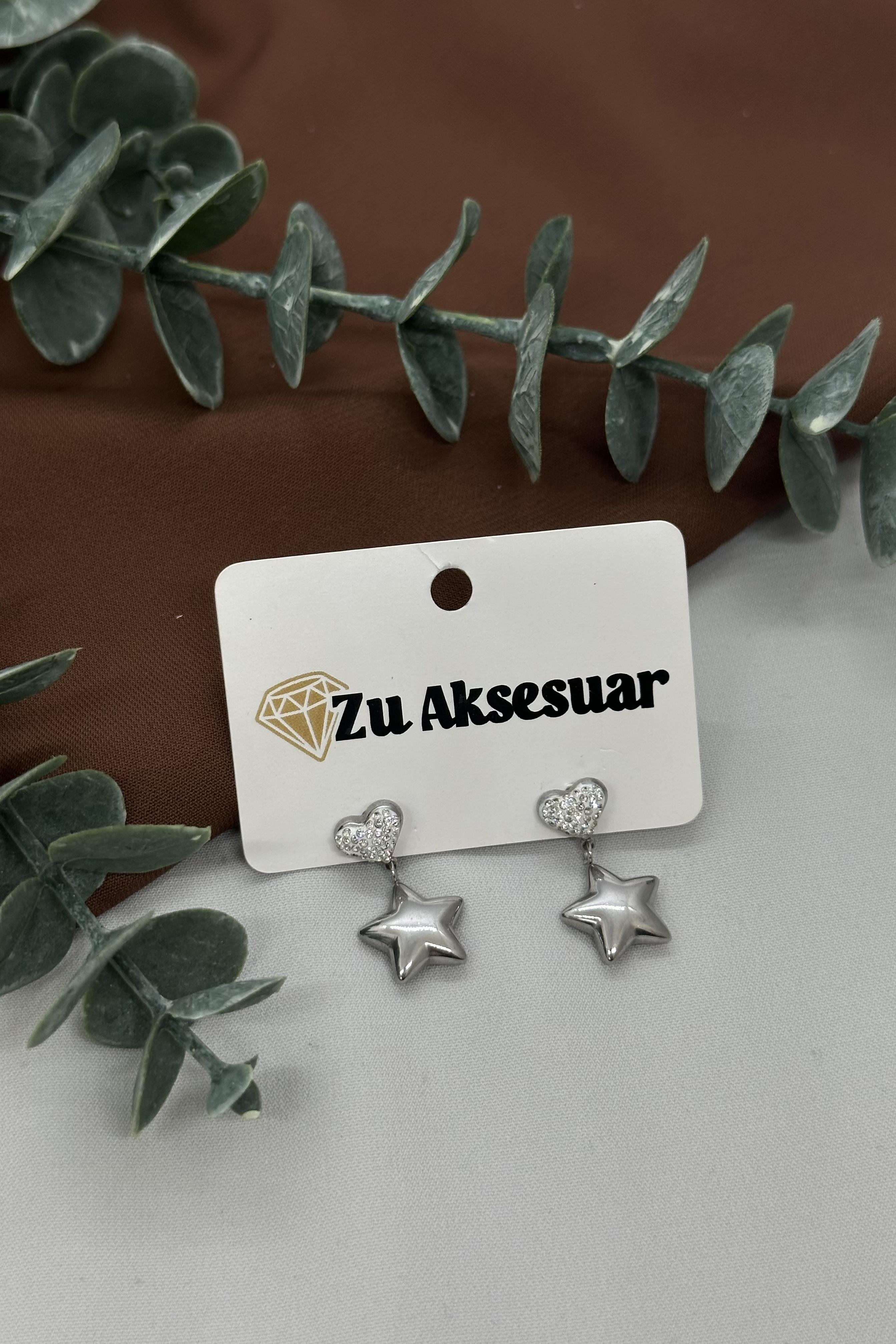 Yıldız Sallantılı Çelik Küpe