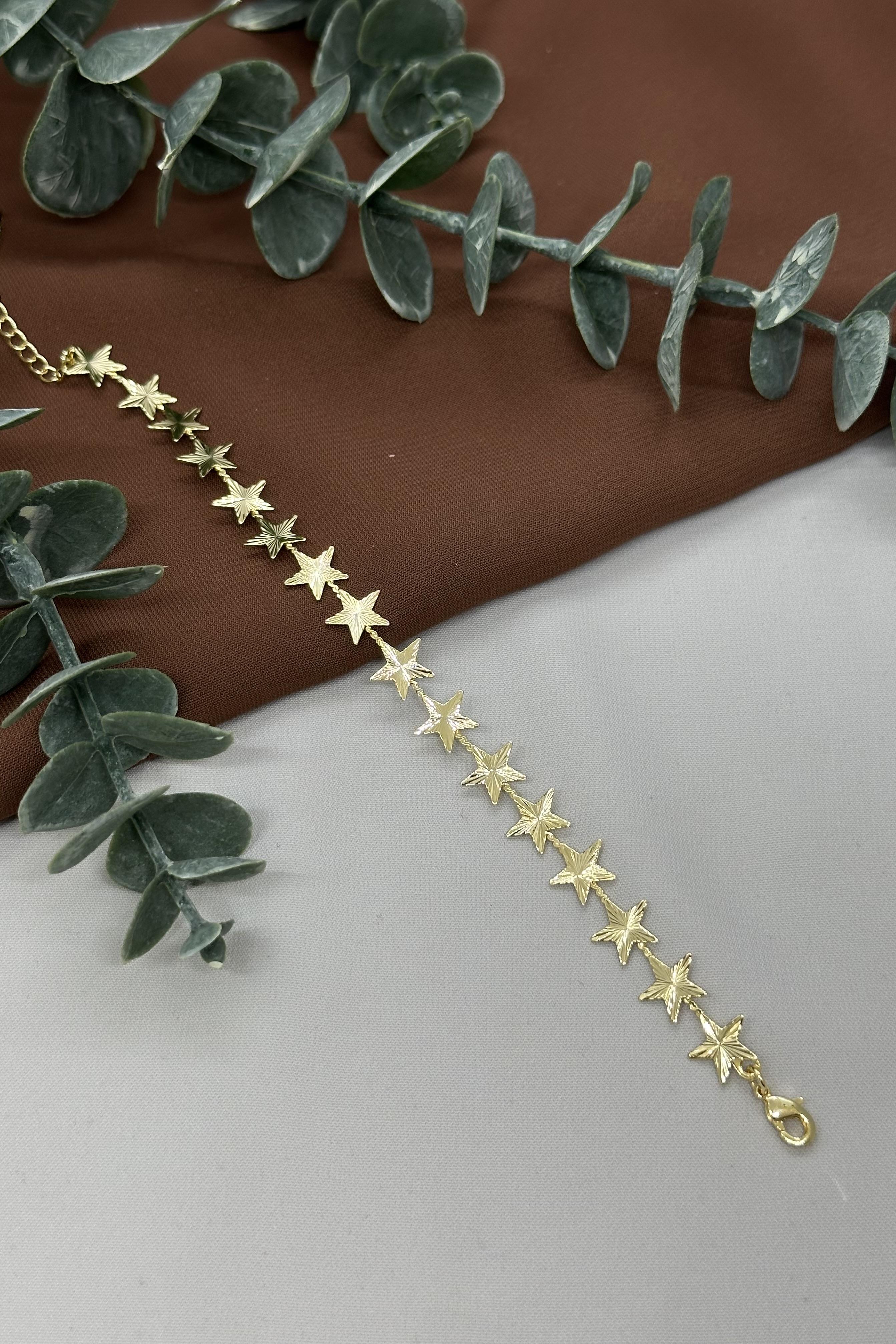 Yıldızlı Gold Vıp Bileklik