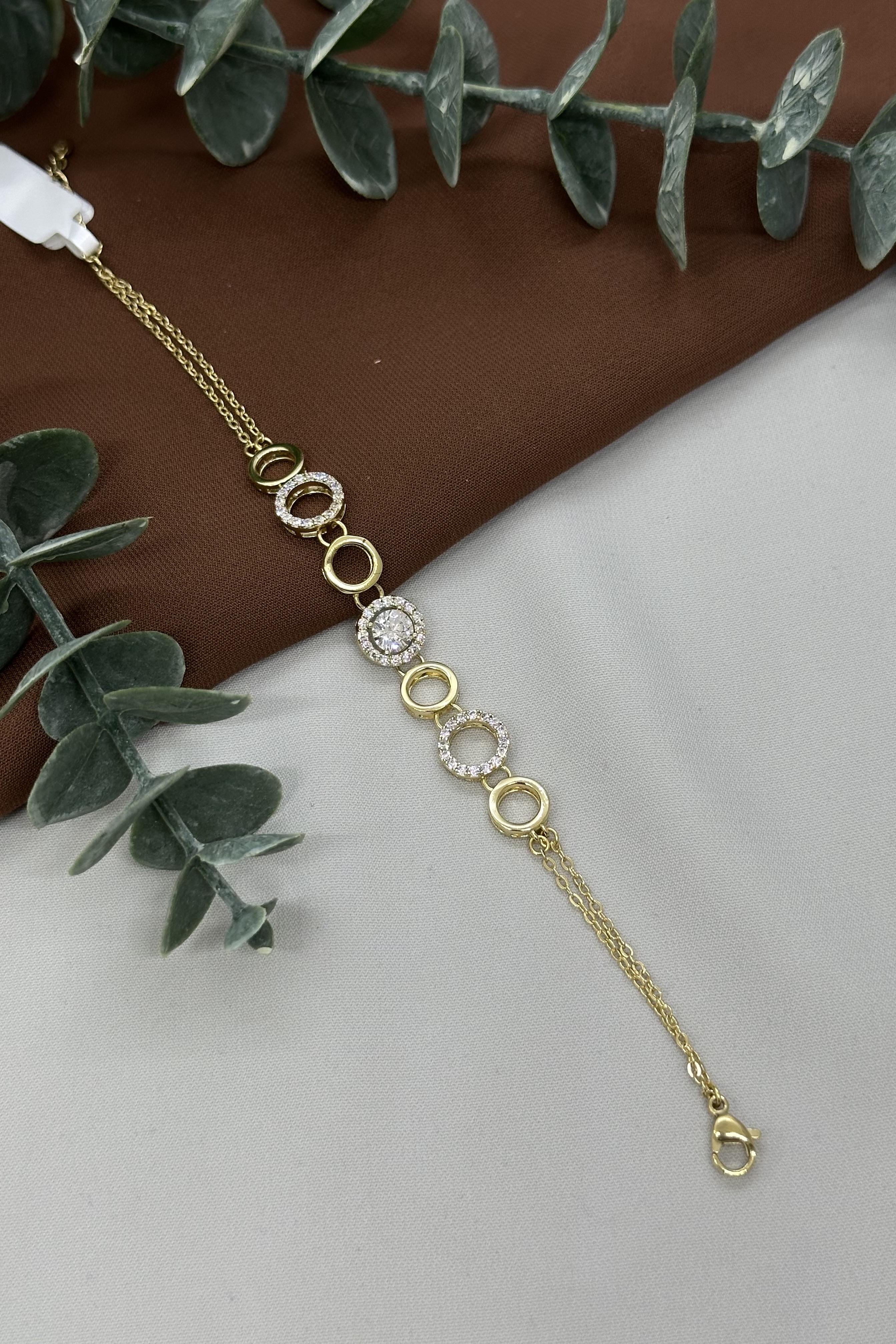 Halka Taşlı Gold Vıp Bileklik