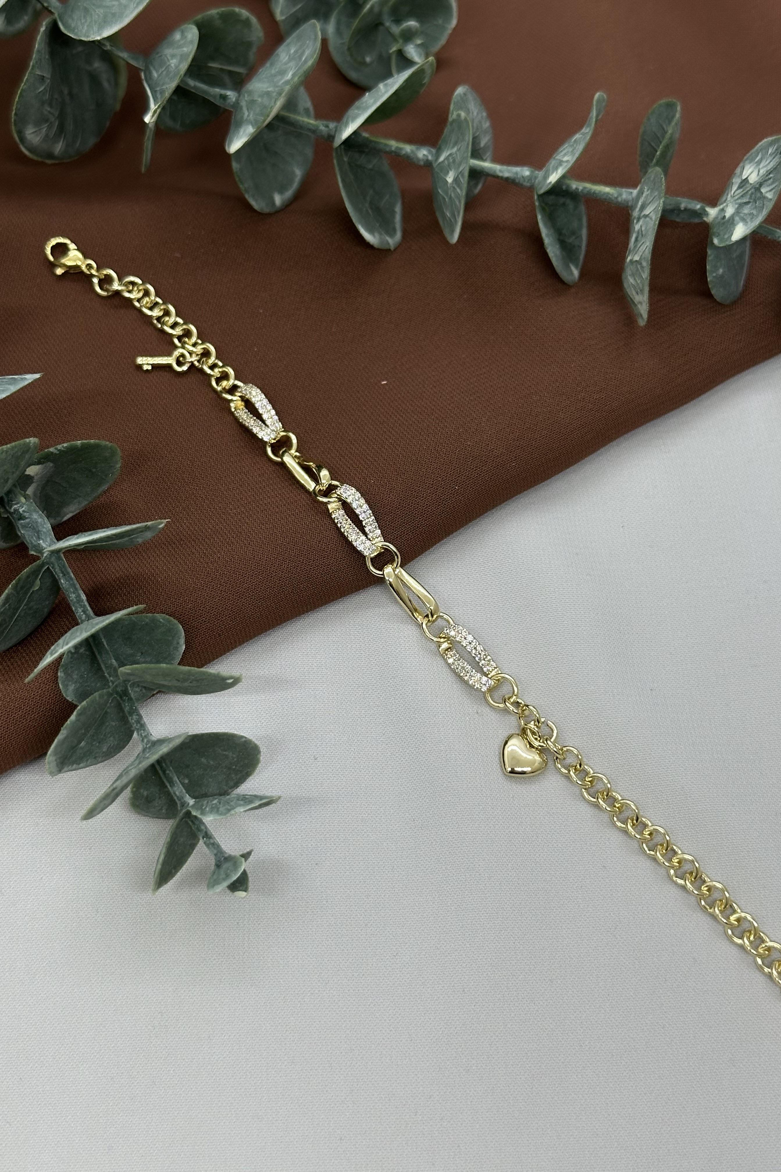 Taşlı Halka Gold Vıp Bileklik