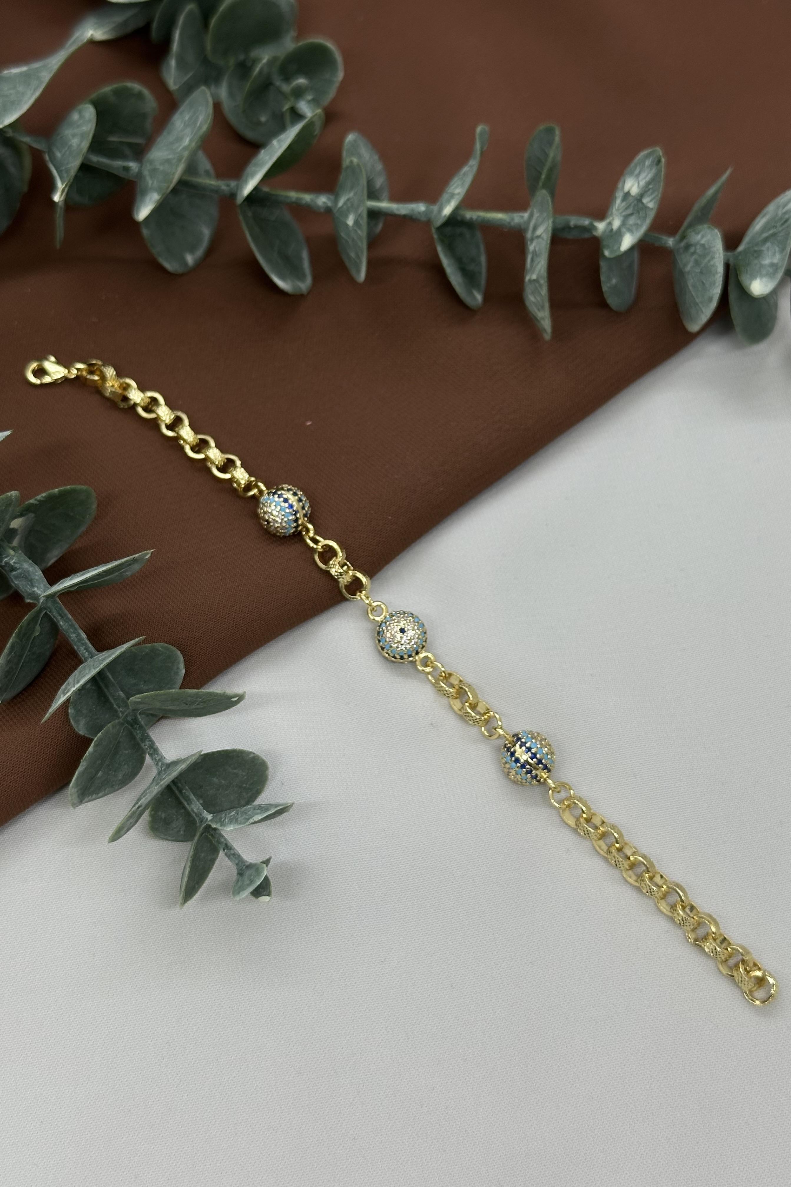 Nazar Boncuğu Gold Vıp Bileklik