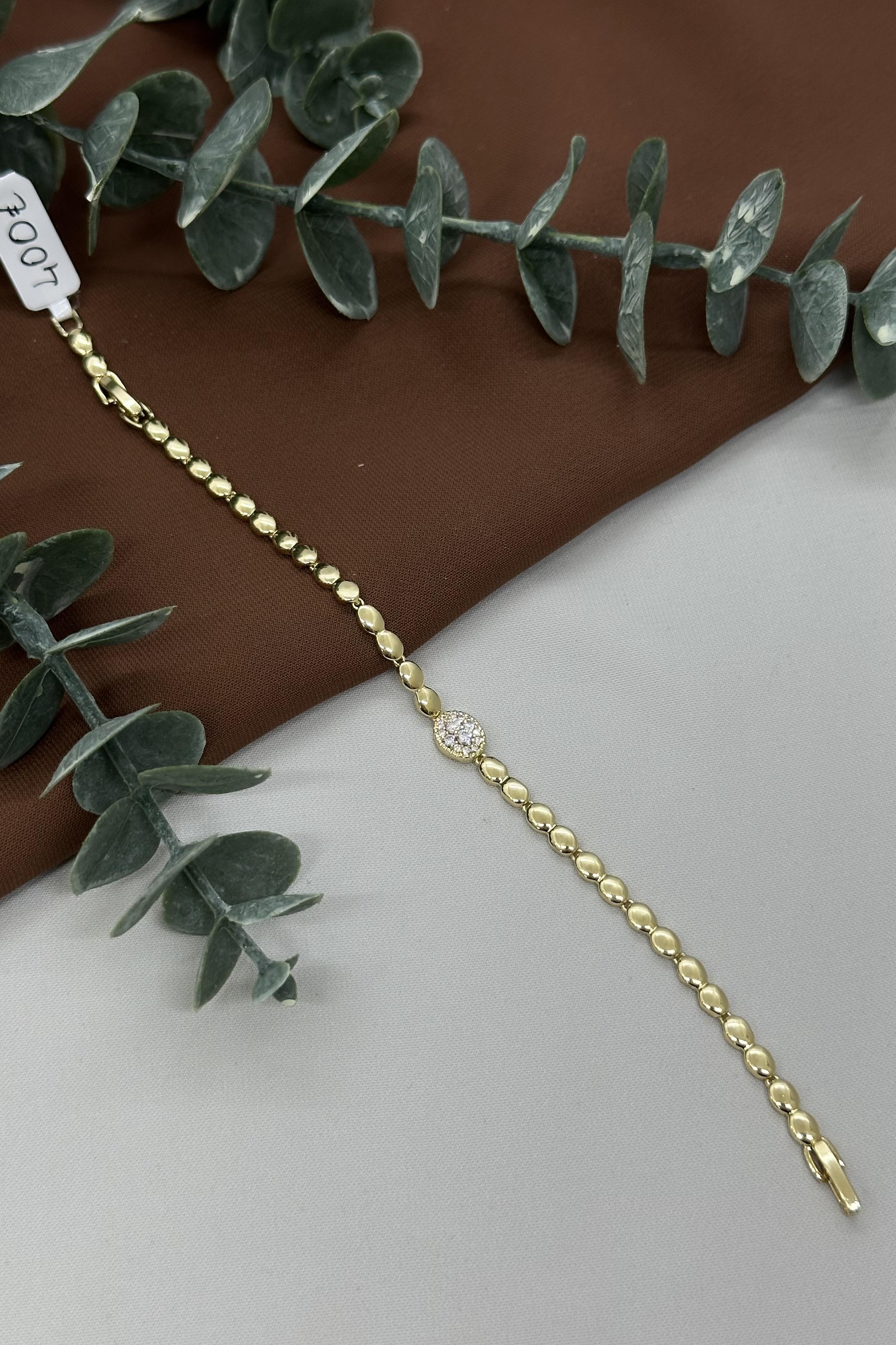 Taşlı Top Model Gold Vıp Bileklik