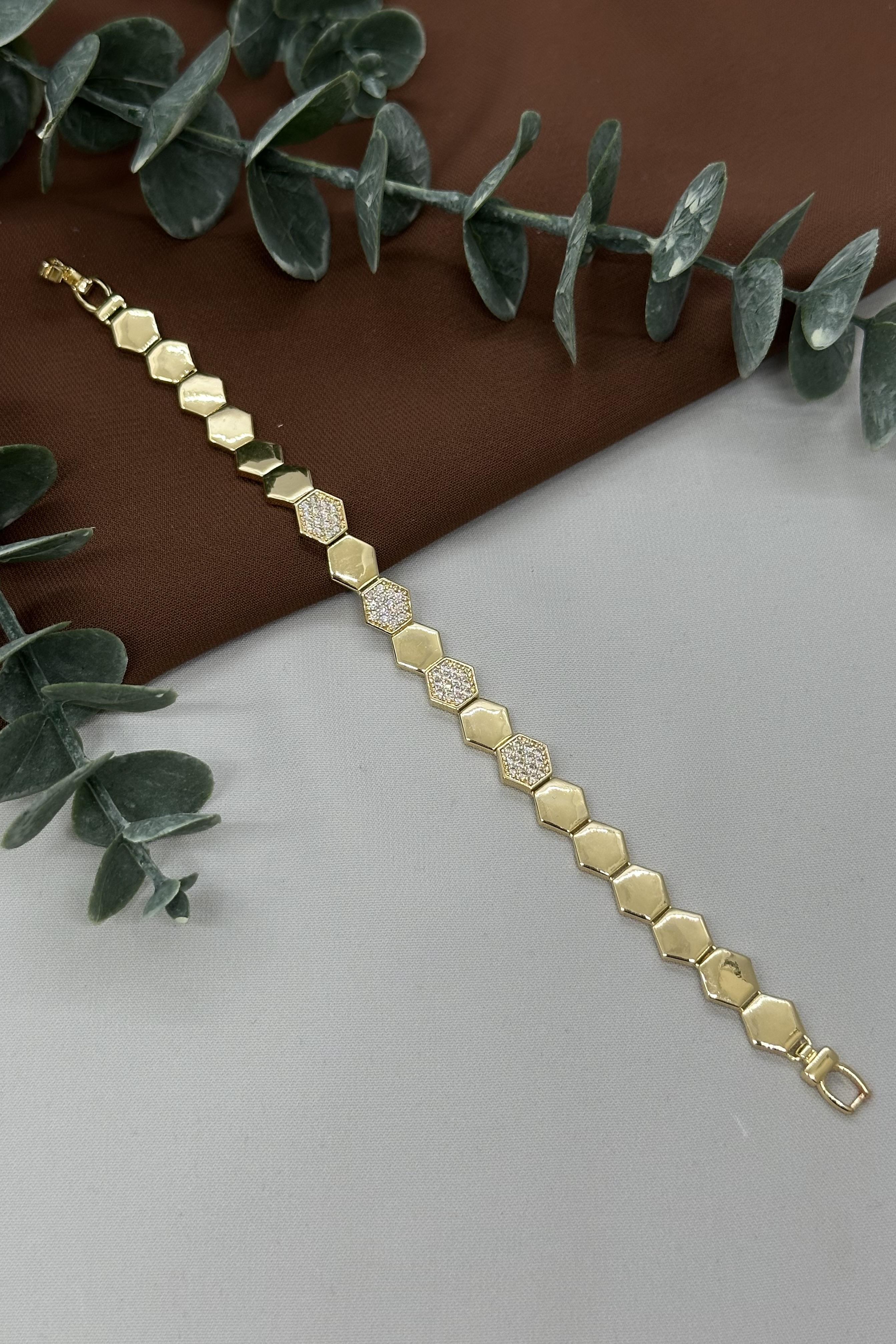 Petek Model Gold Vıp Bileklik