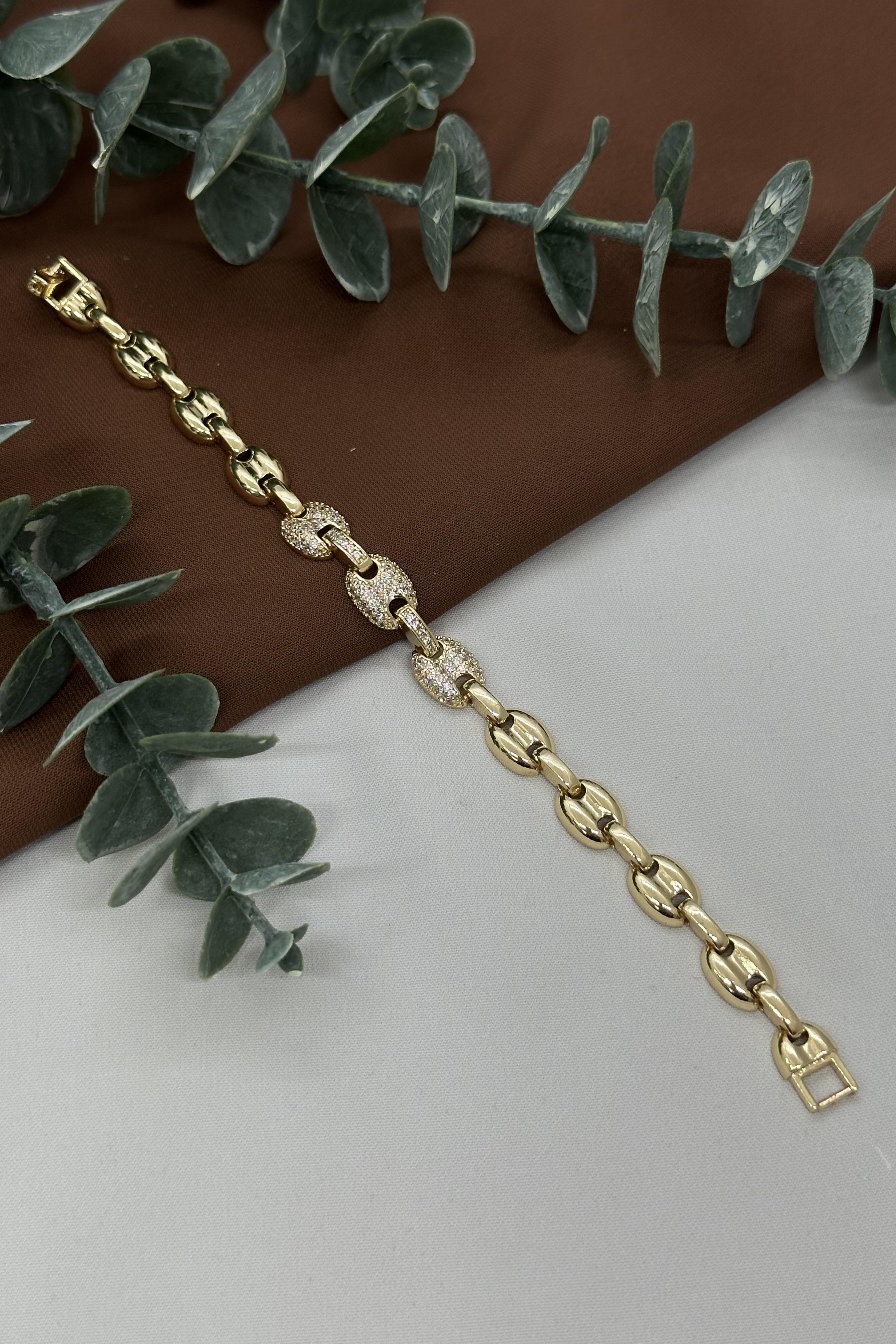 Düğme Model Gold Vıp Bileklik