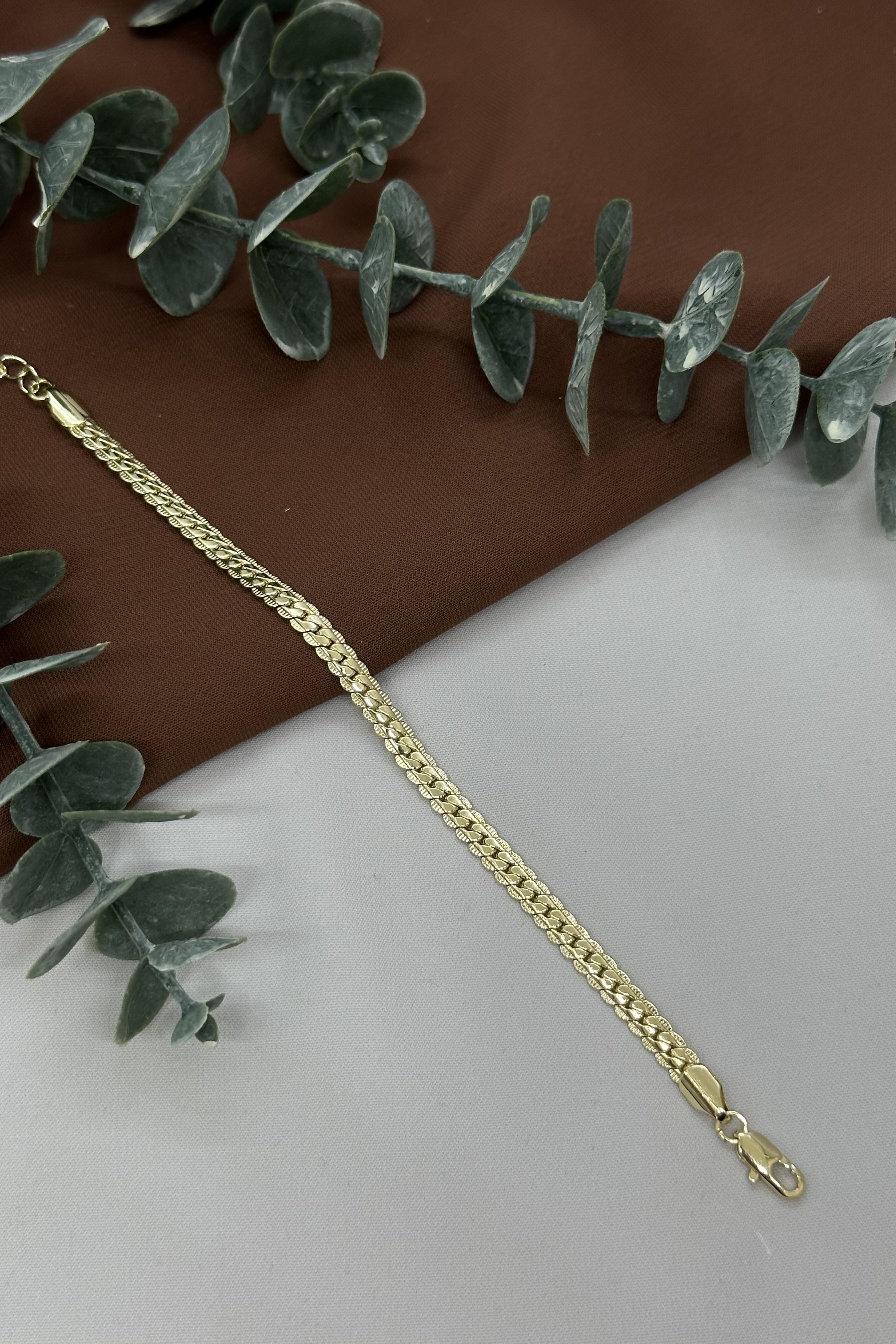 İnce Zincir Model Gold Vıp Bileklik