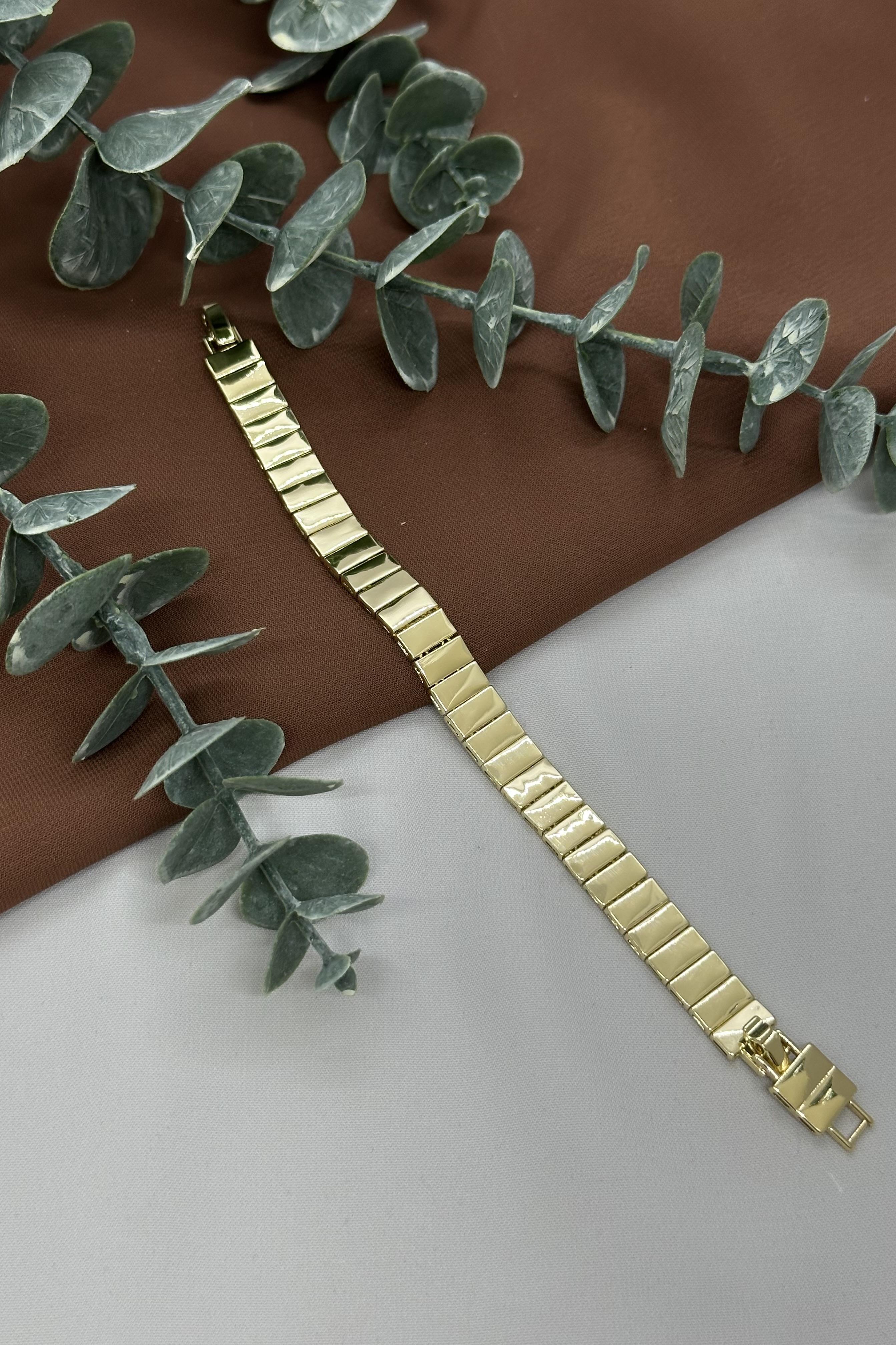 Plaka Model Gold Vıp Bileklik