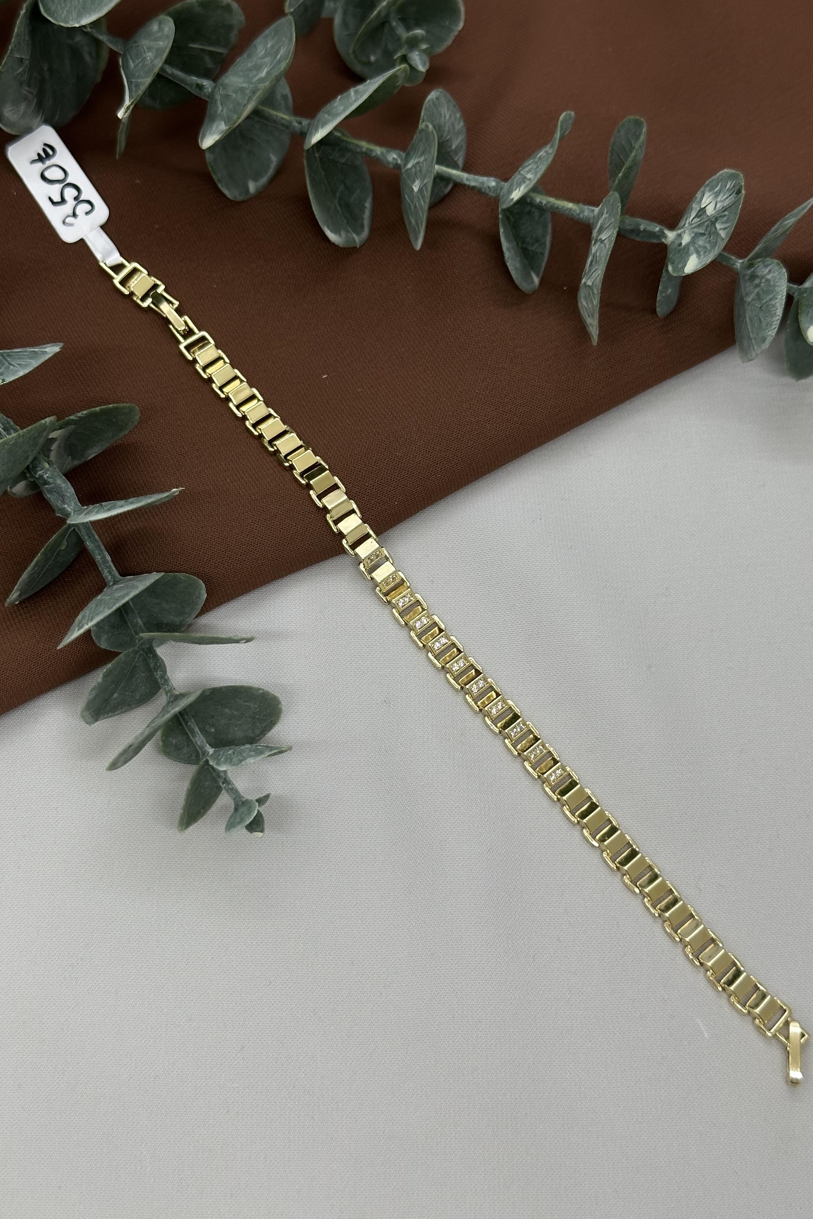 Kare Halka Model Gold Vıp Bileklik