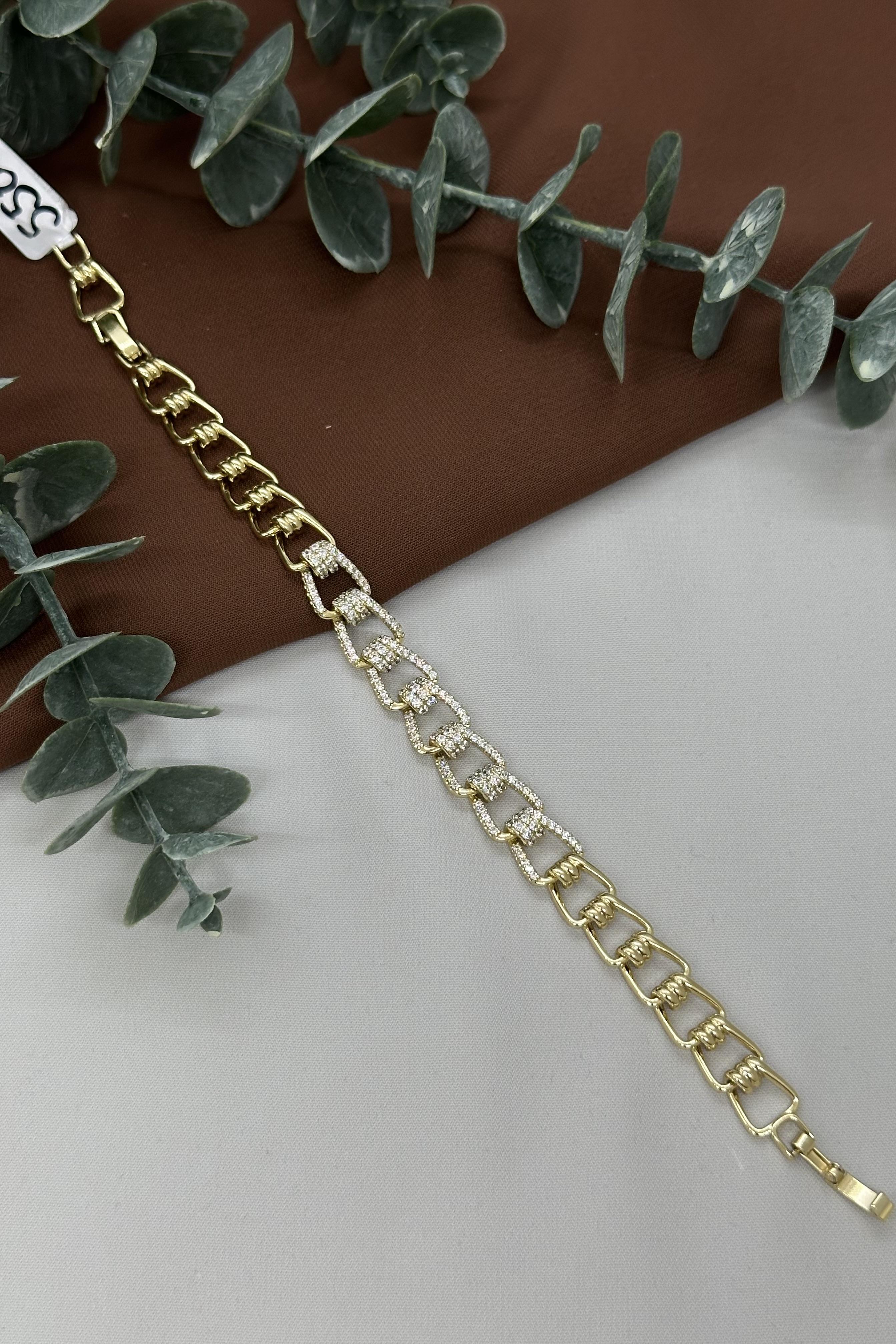 Taşlı Ataç Model Gold Vıp Bileklik