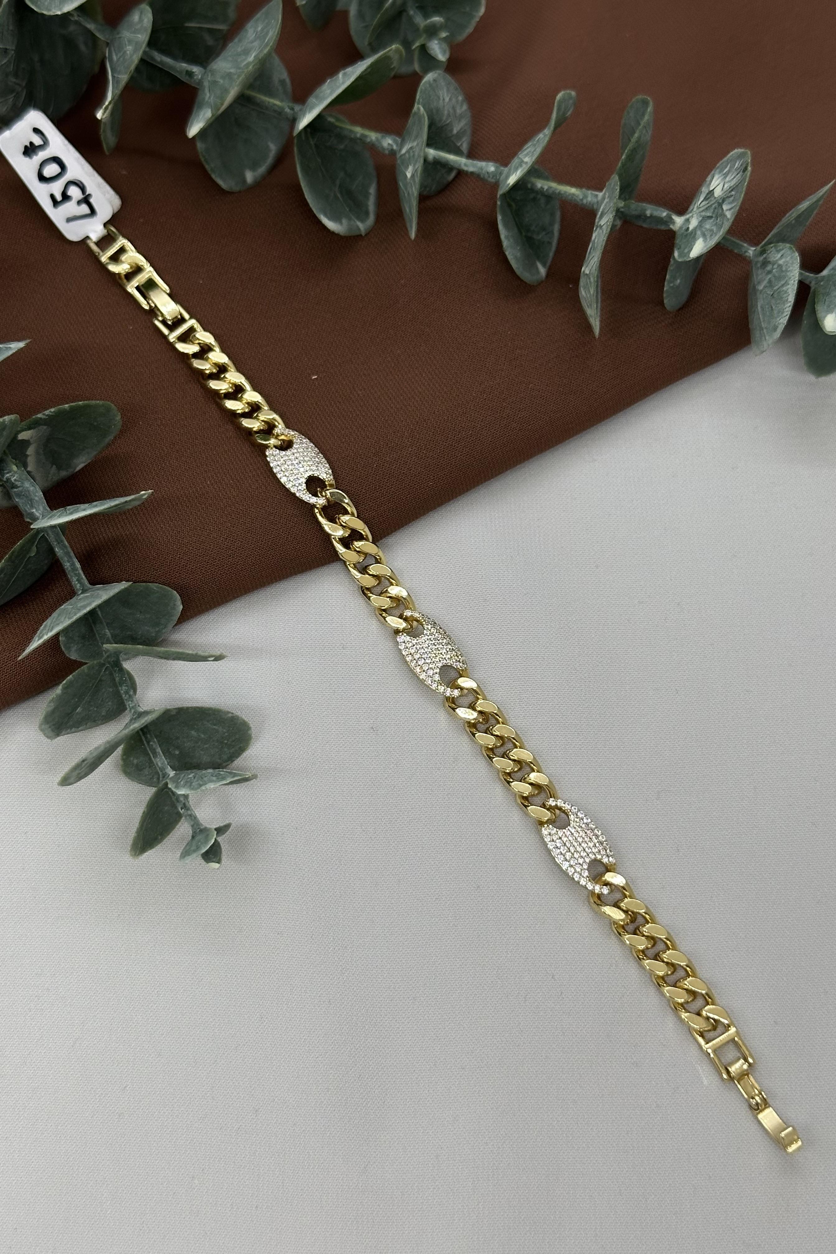 Düğme Model Gold Vıp Bileklik