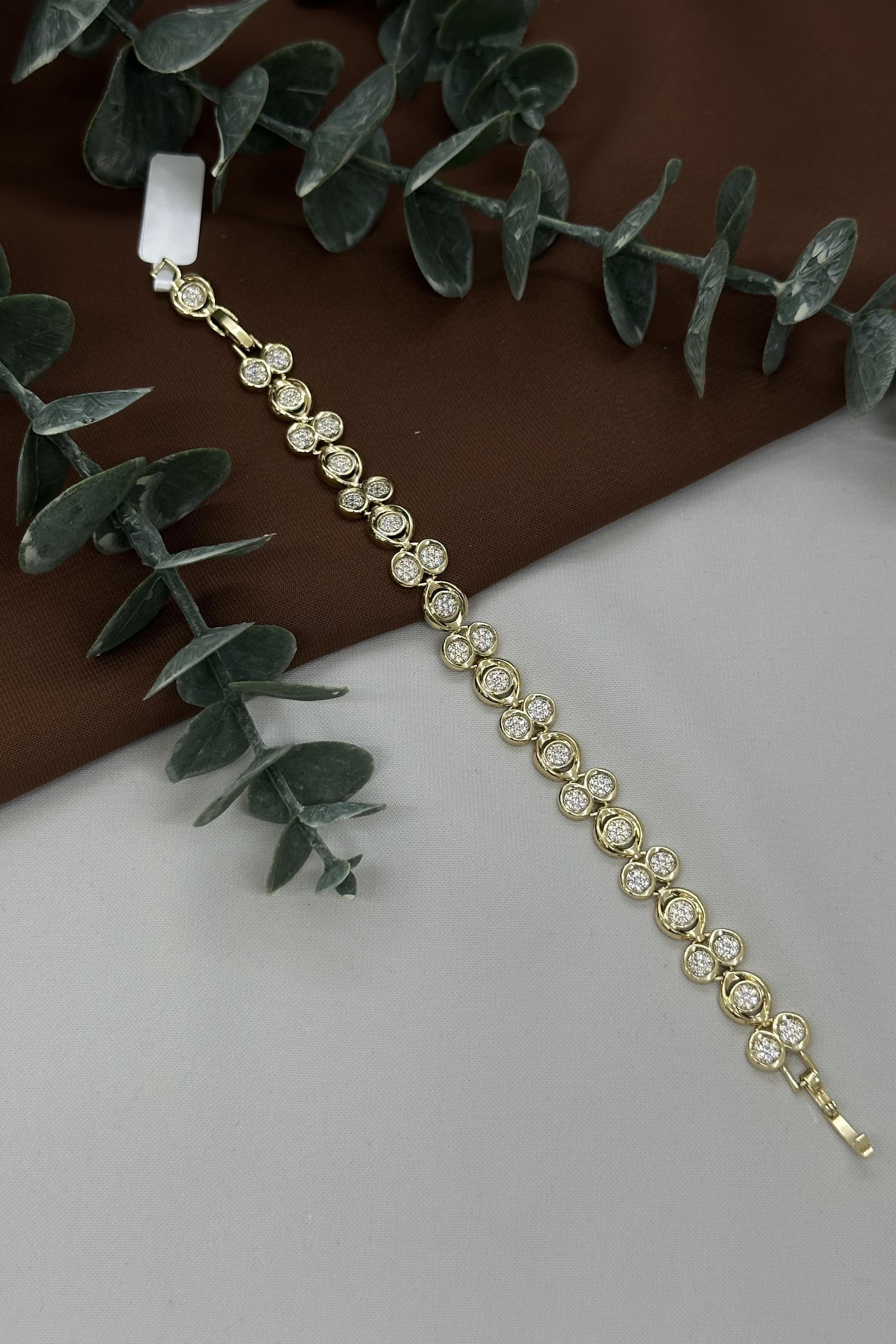 Taşlı Halka Model Gold Vıp Bileklik