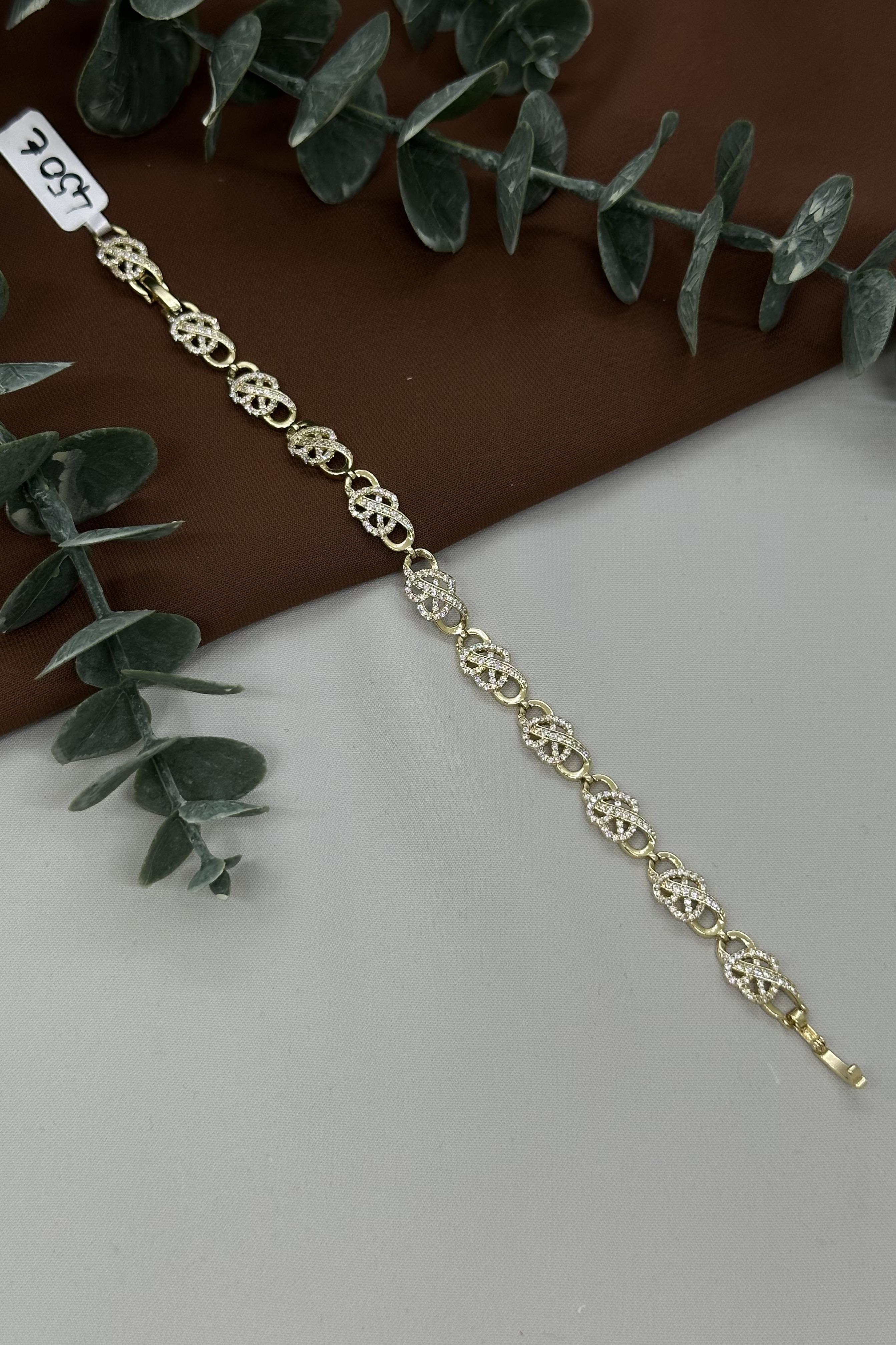 Kalpli Taş Gold Vıp Bileklik