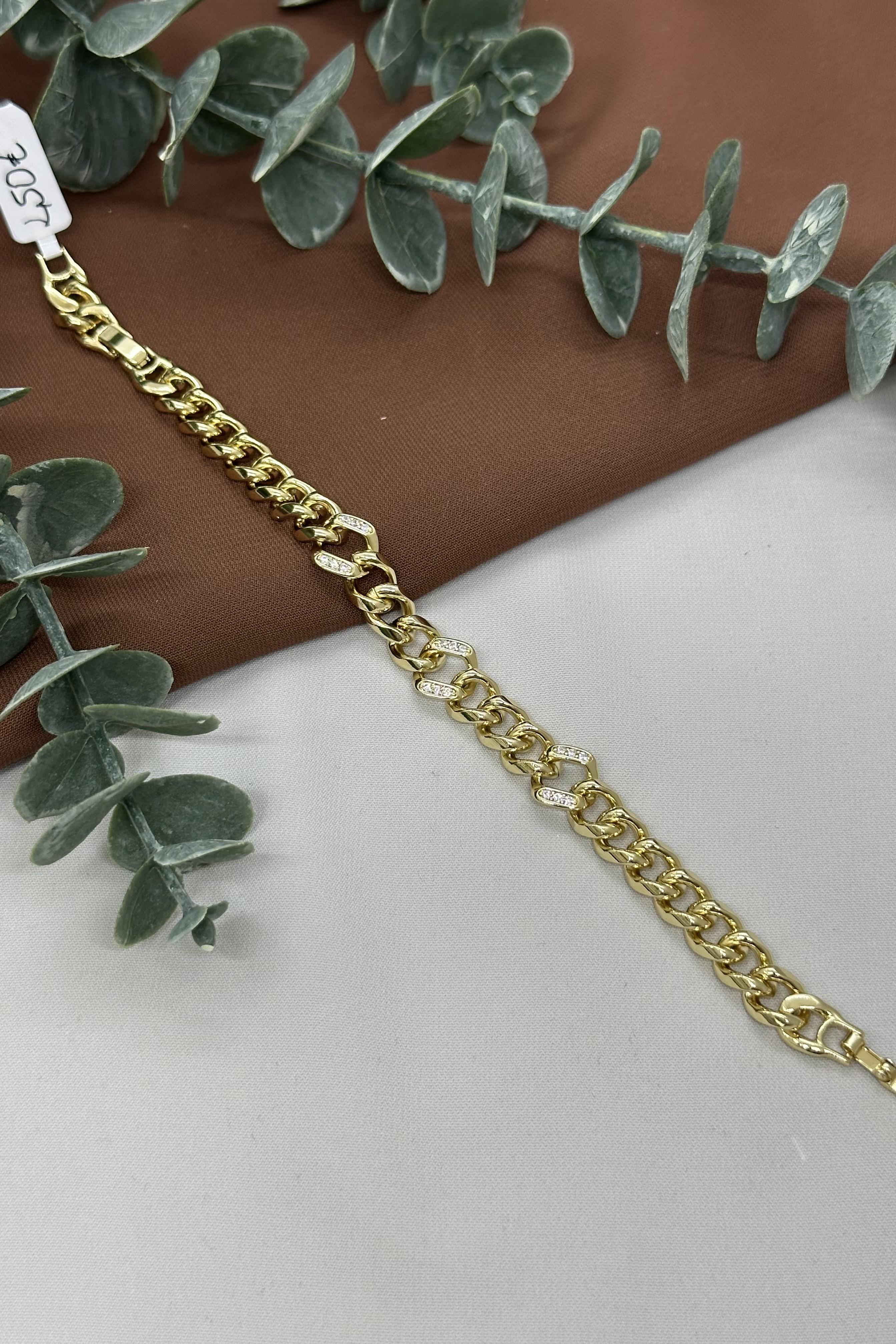 Halka Taşlı Gold Vıp Bileklik