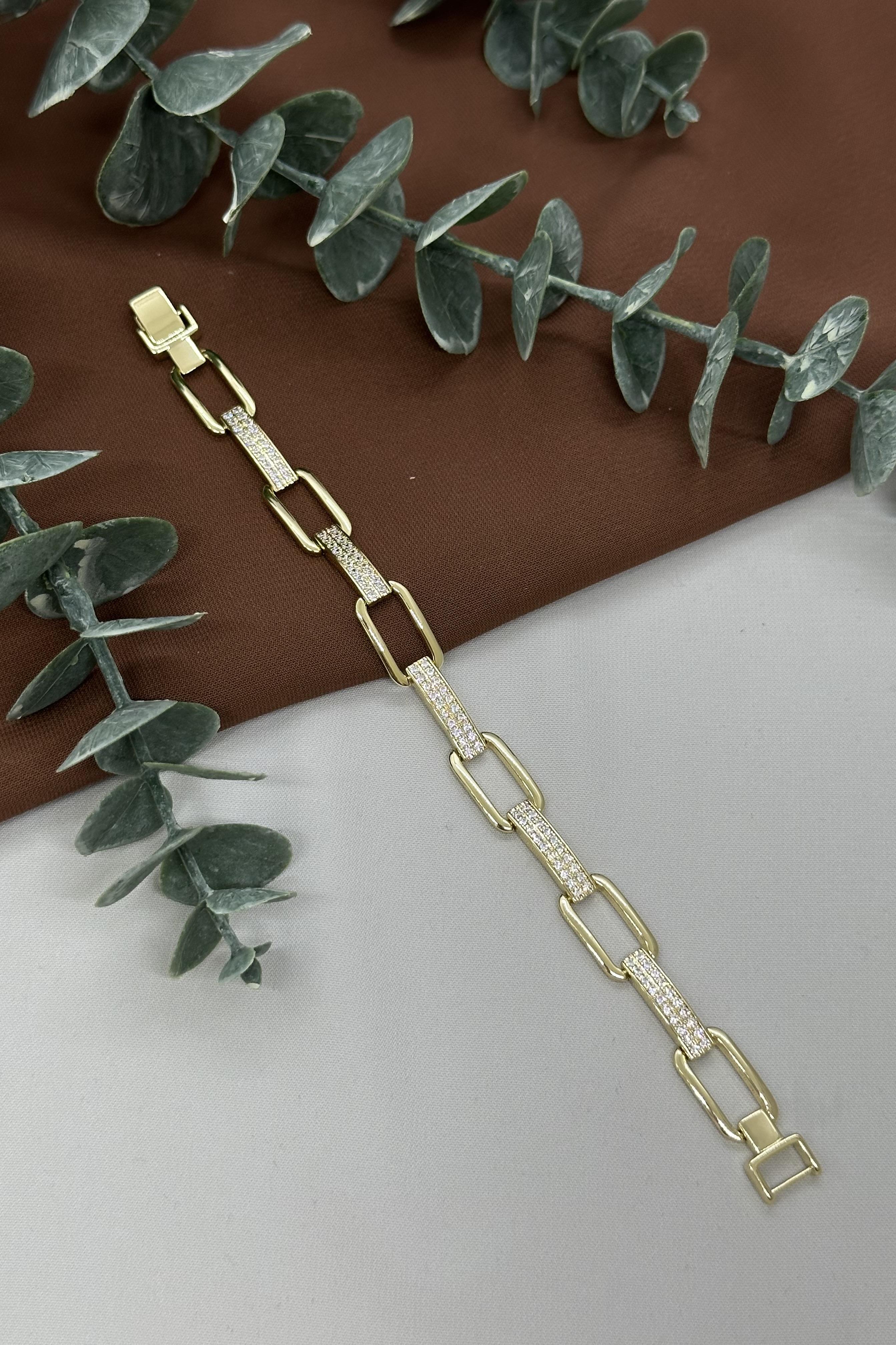 Uzun Halka Model Gold Vıp Bileklik