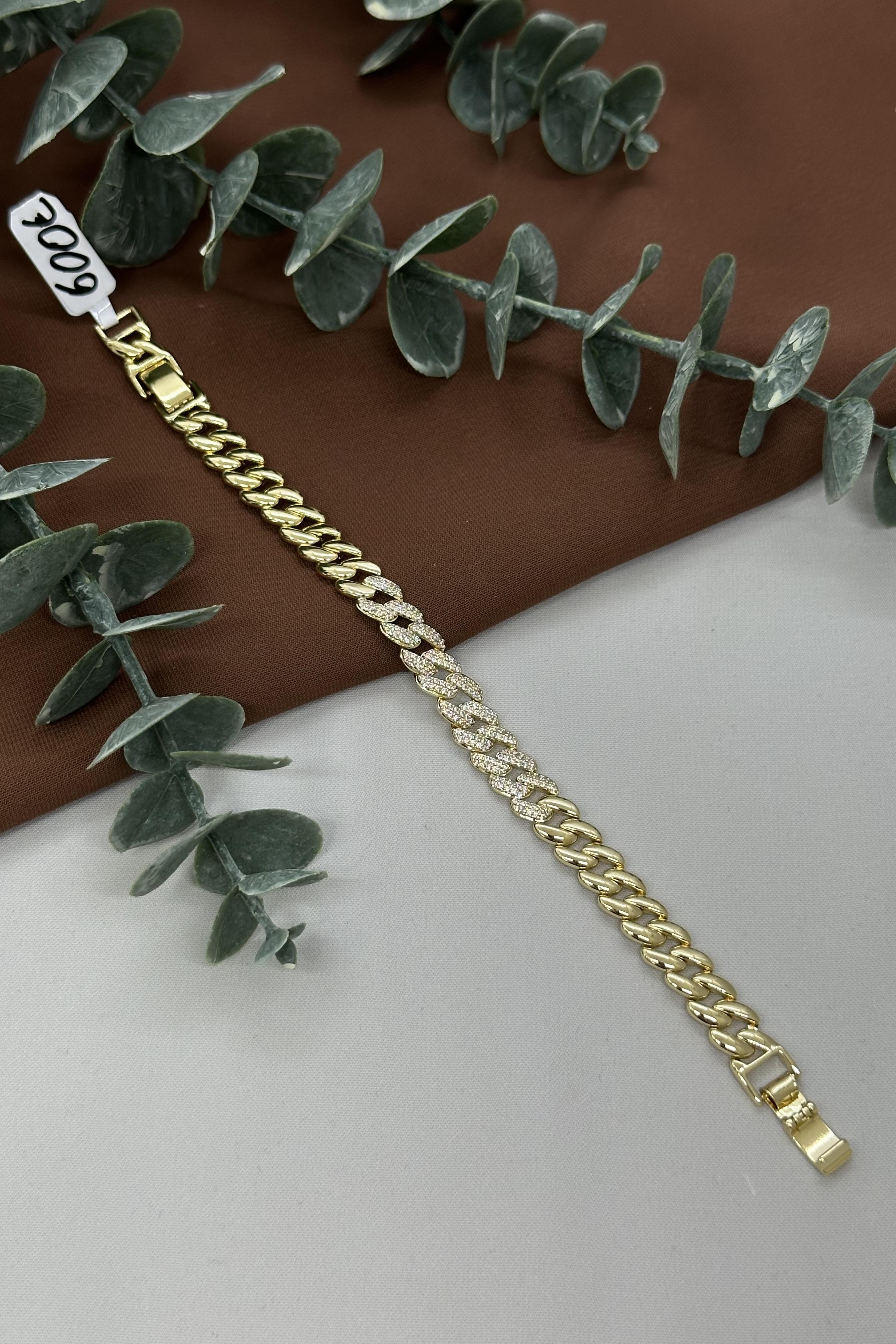 Taşlı Halka Gold Vıp Bileklik