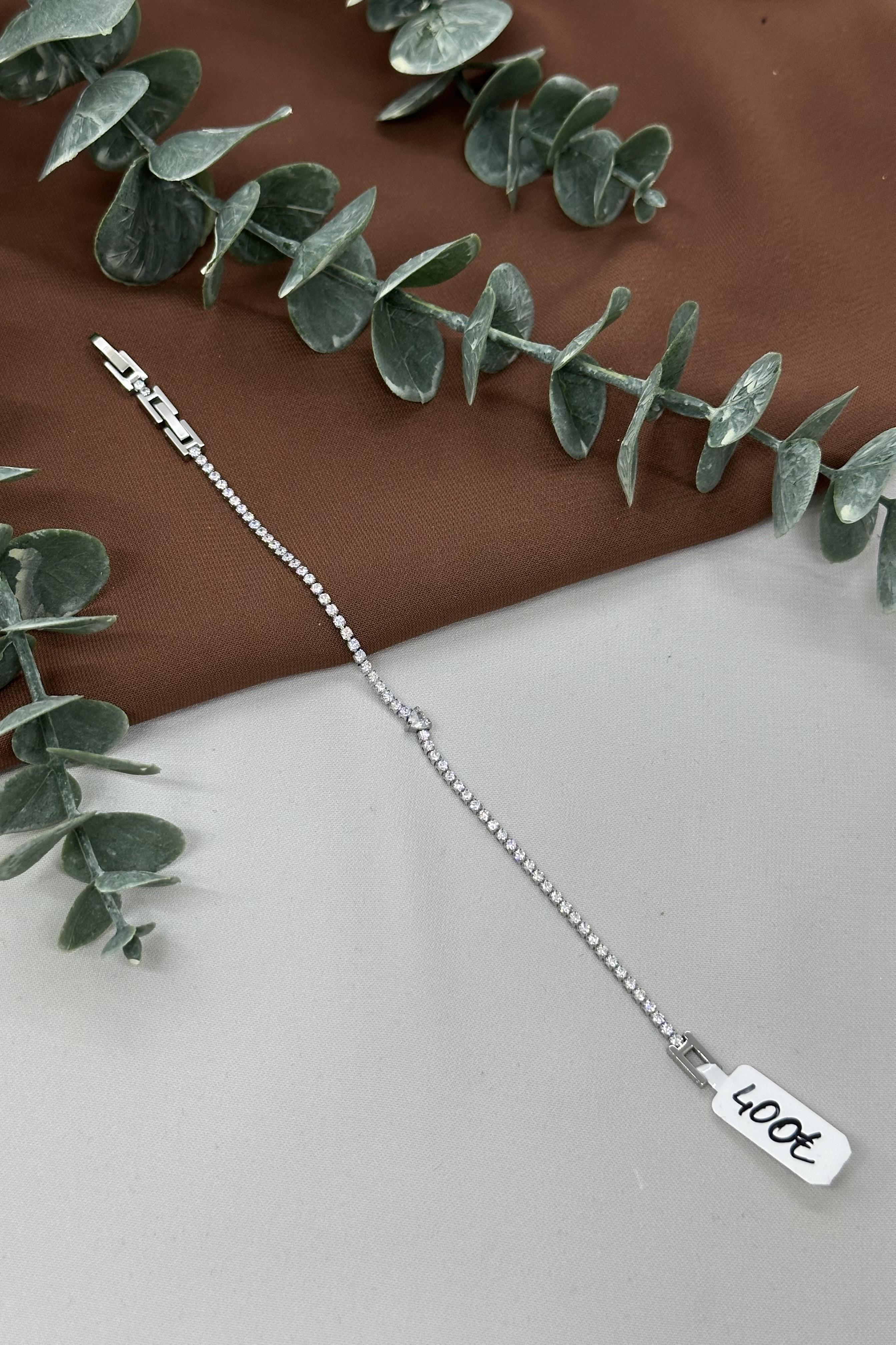 Su Yolu Kalp Model Sılver Vıp Bileklik