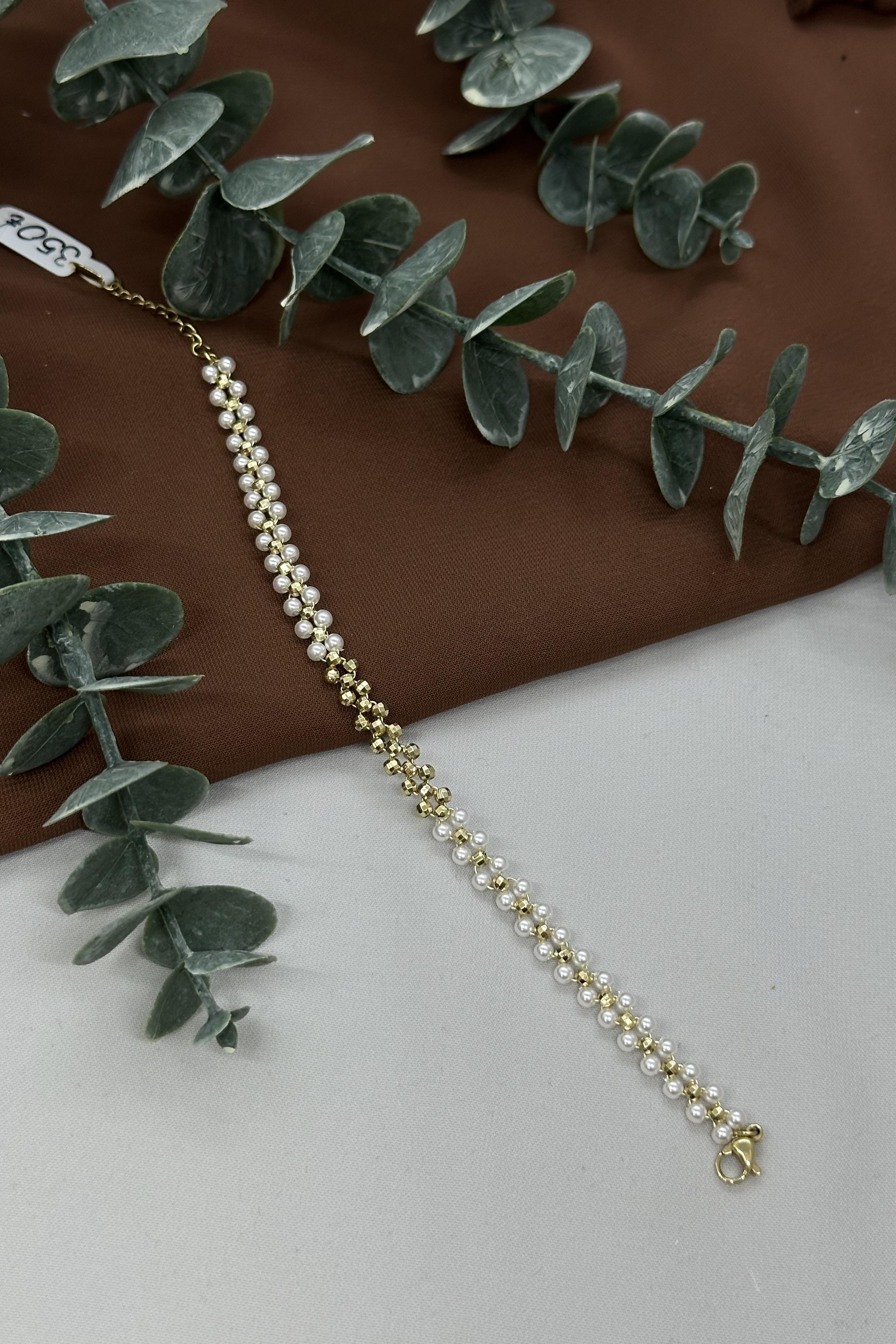 İncili Top Model Gold Vıp Bileklik