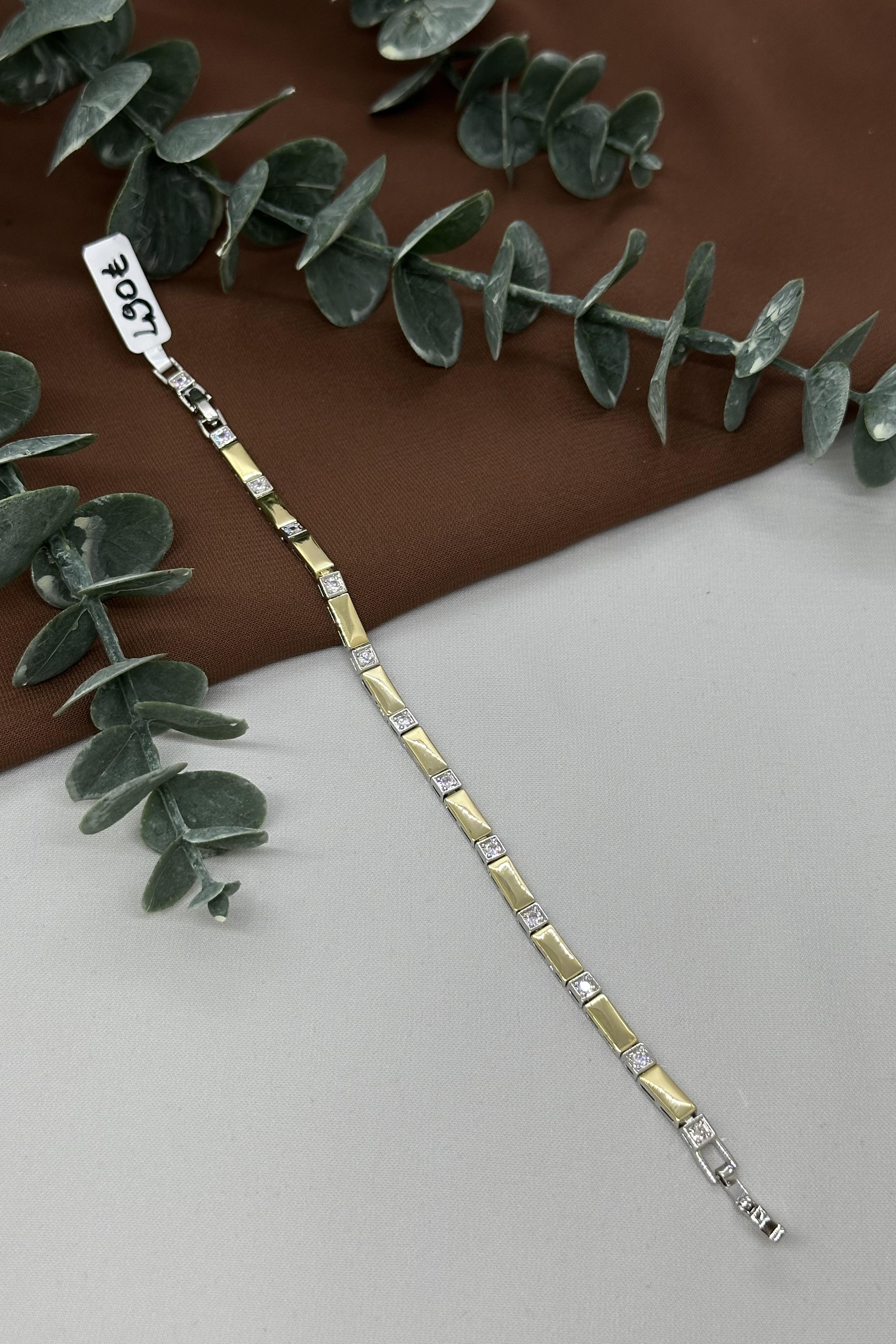 Taşlı Gold-Sılver Vıp Bileklik