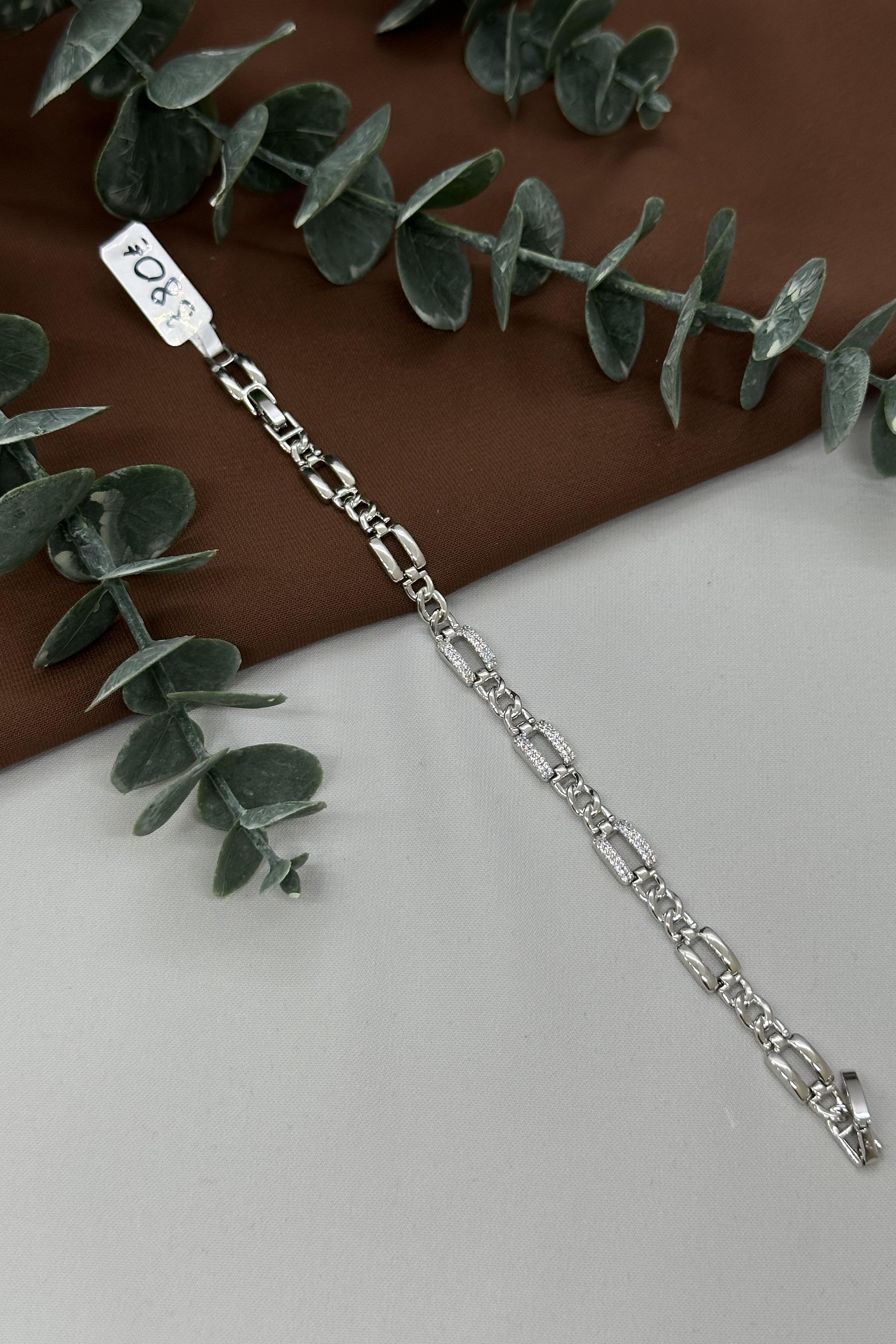 Kare Taşlı Sılver Vıp Bileklik