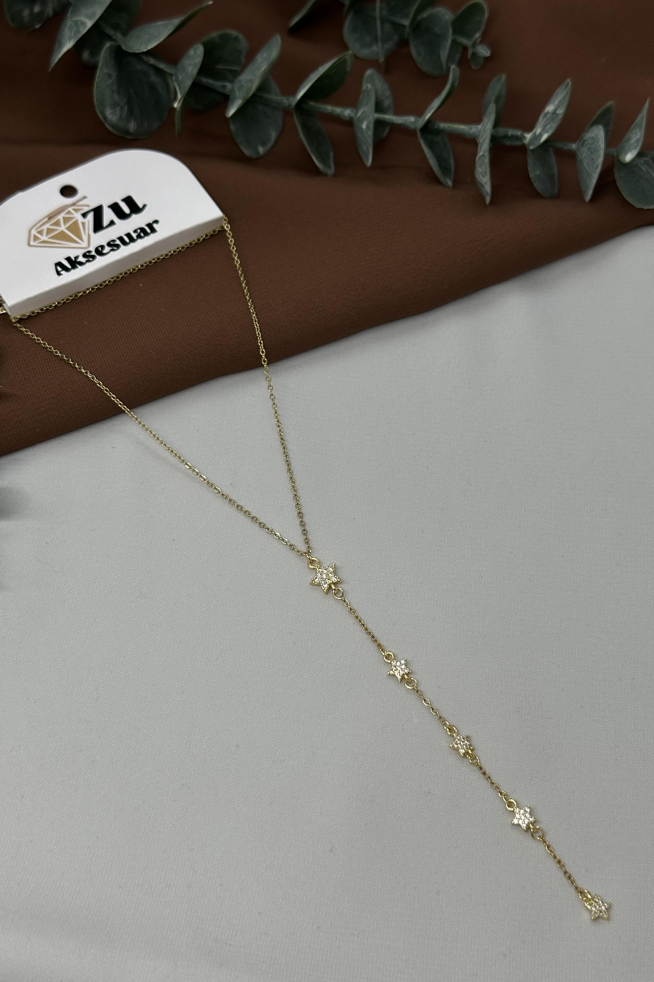 Yıldız Sallantılı Gold Çelik Y Kolye