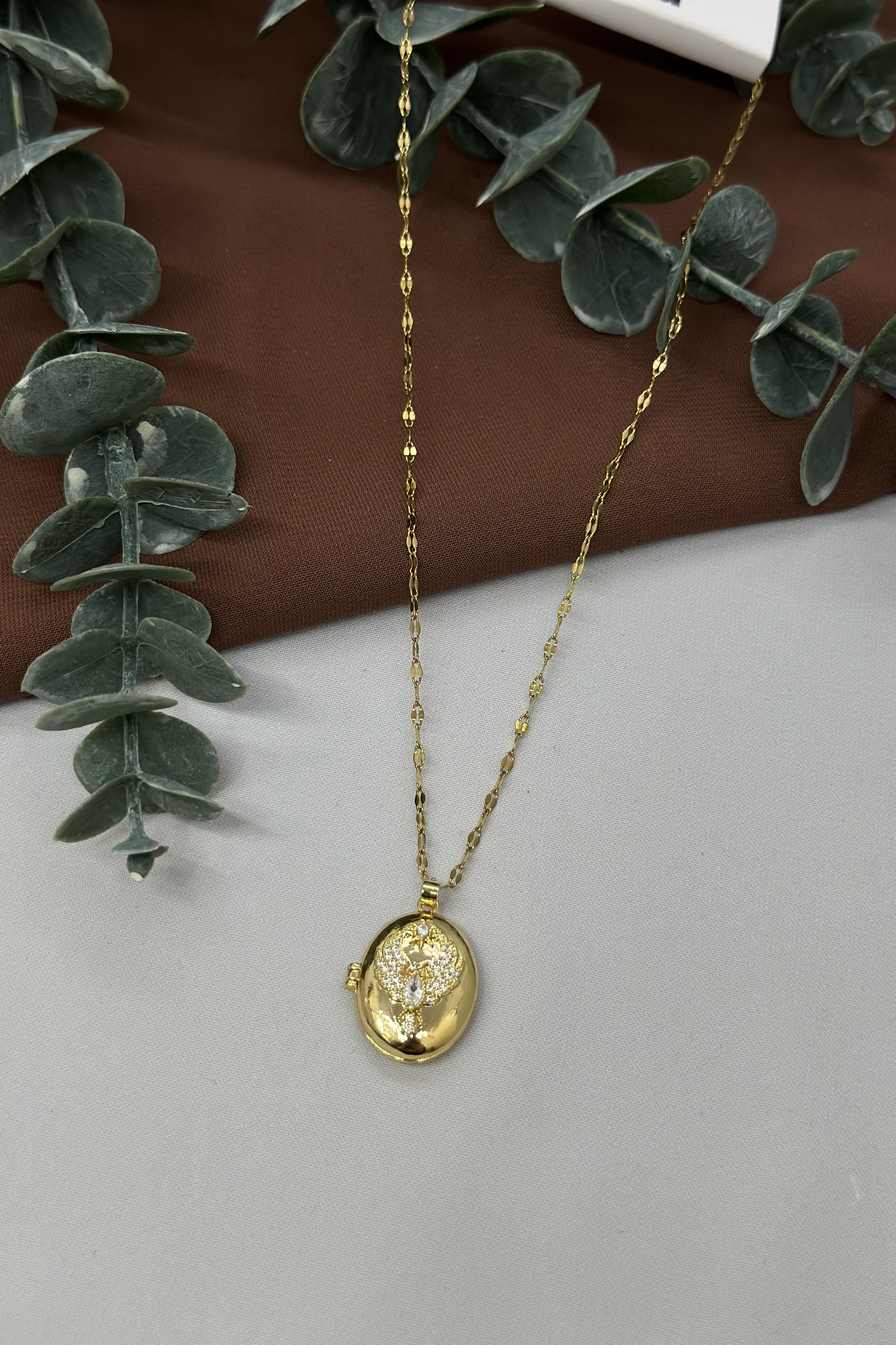 Alya Model Gold Çelik Kolye