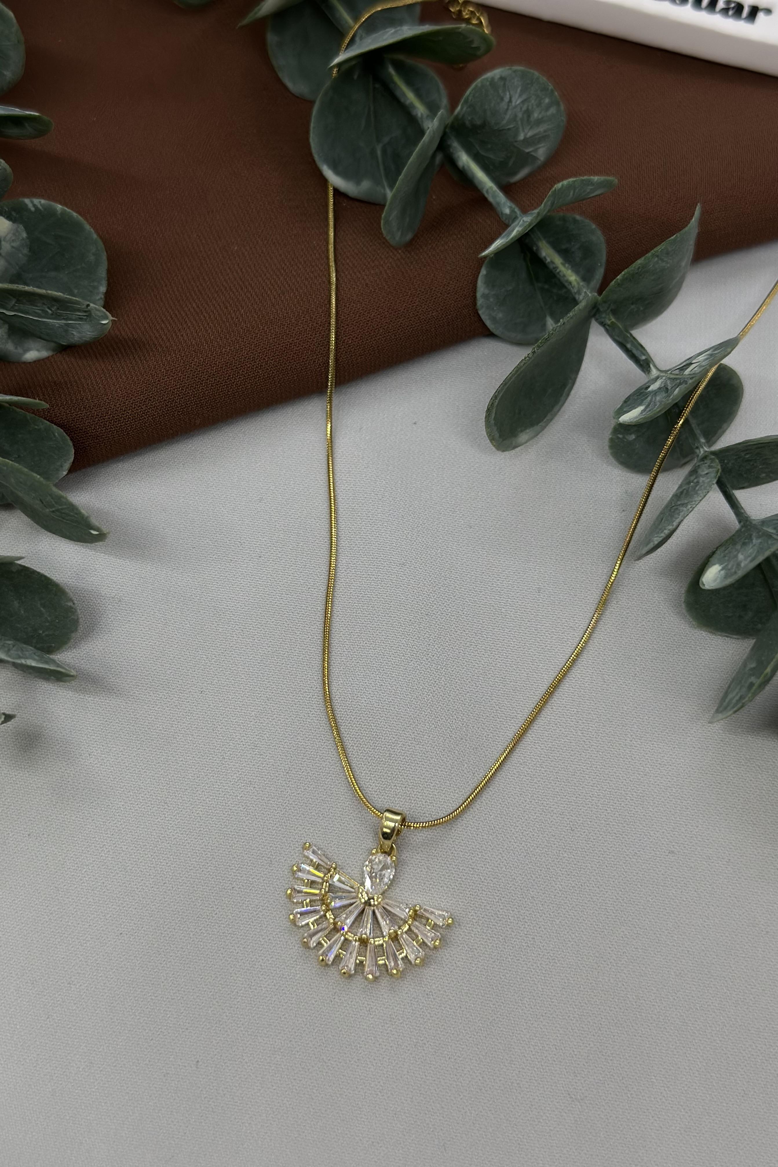 Yelpaze Gold Çelik Kolye