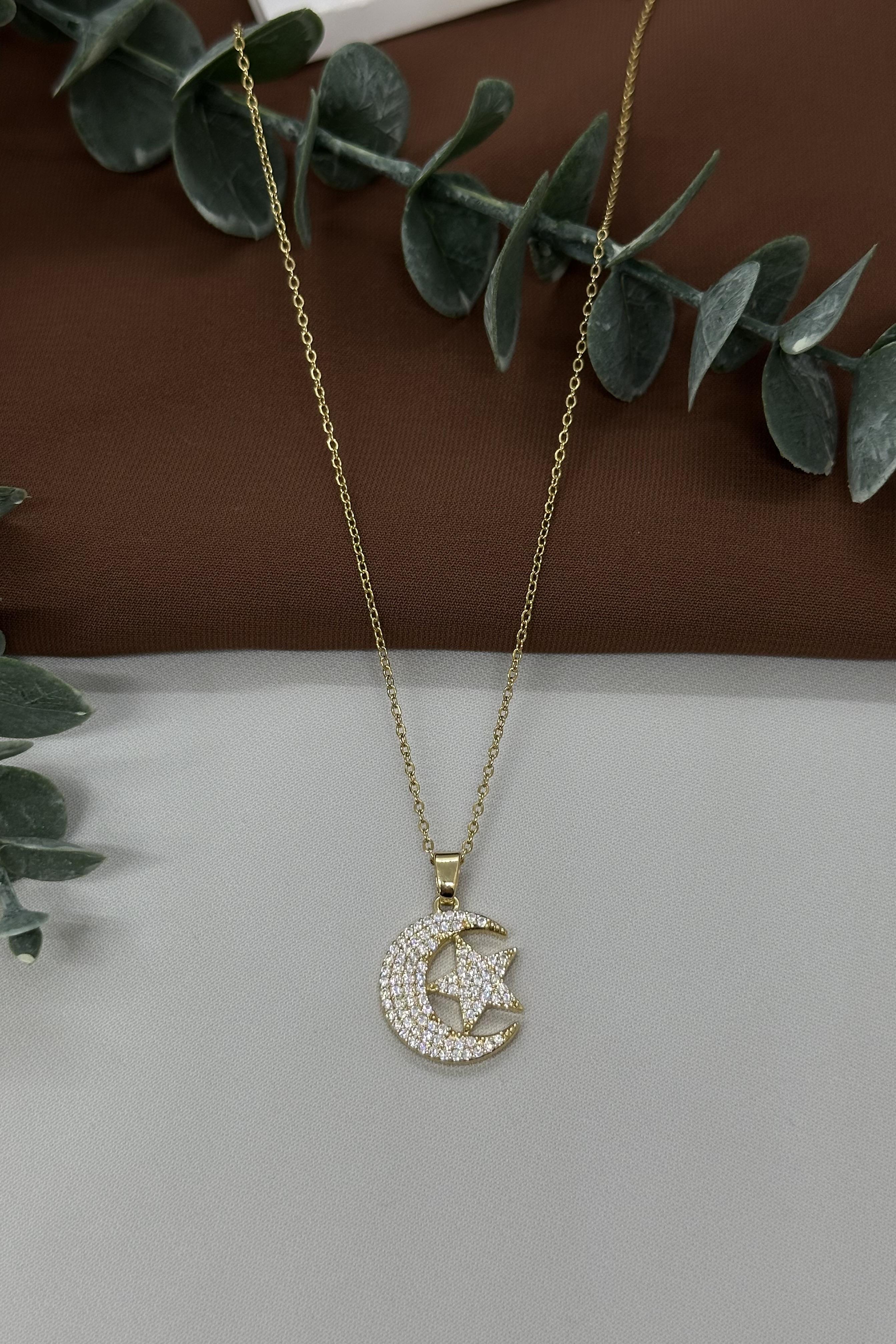 Ay Yıldız Gold Çelik Kolye
