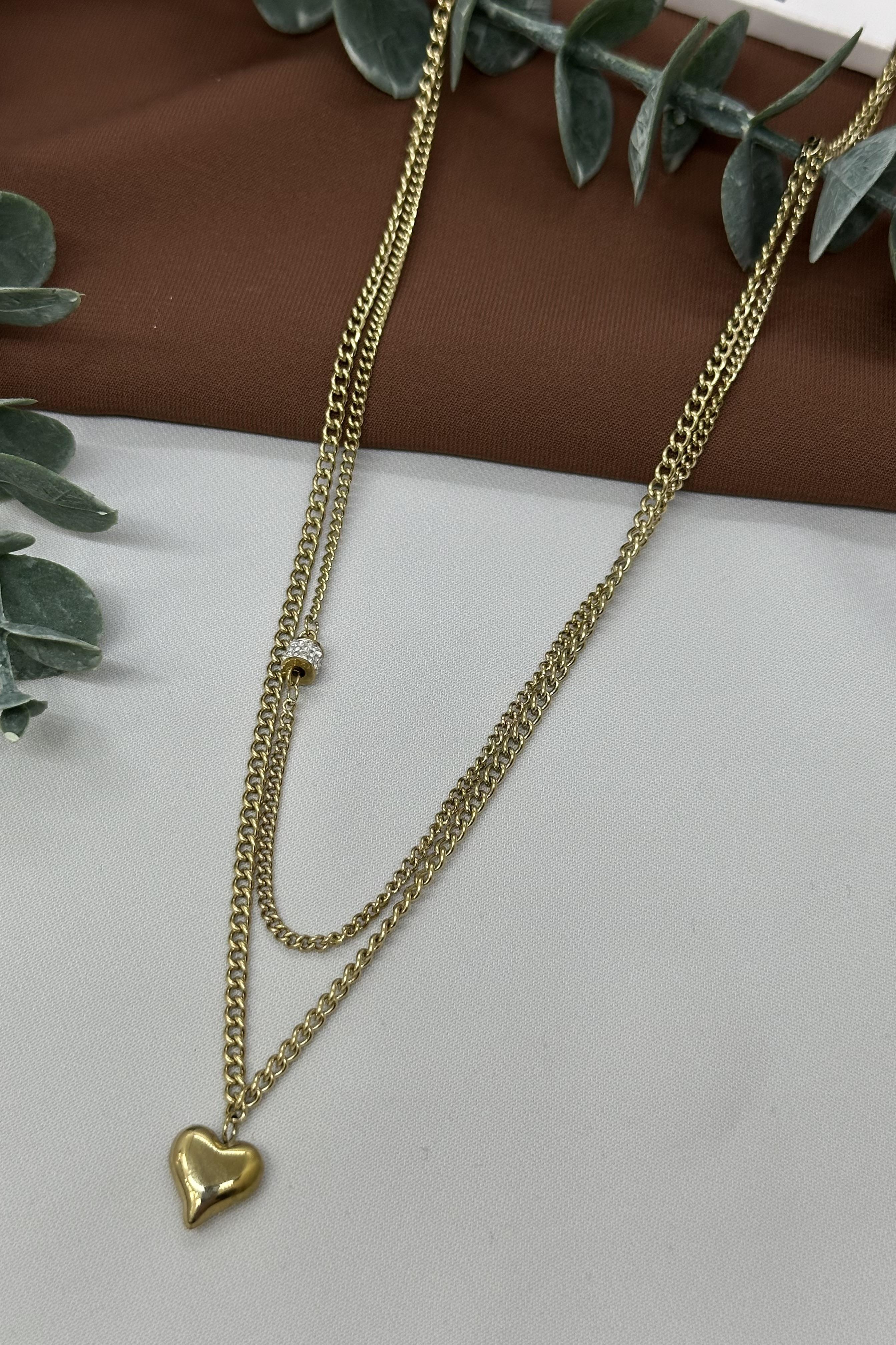 İkili Gold Çelik Kolye