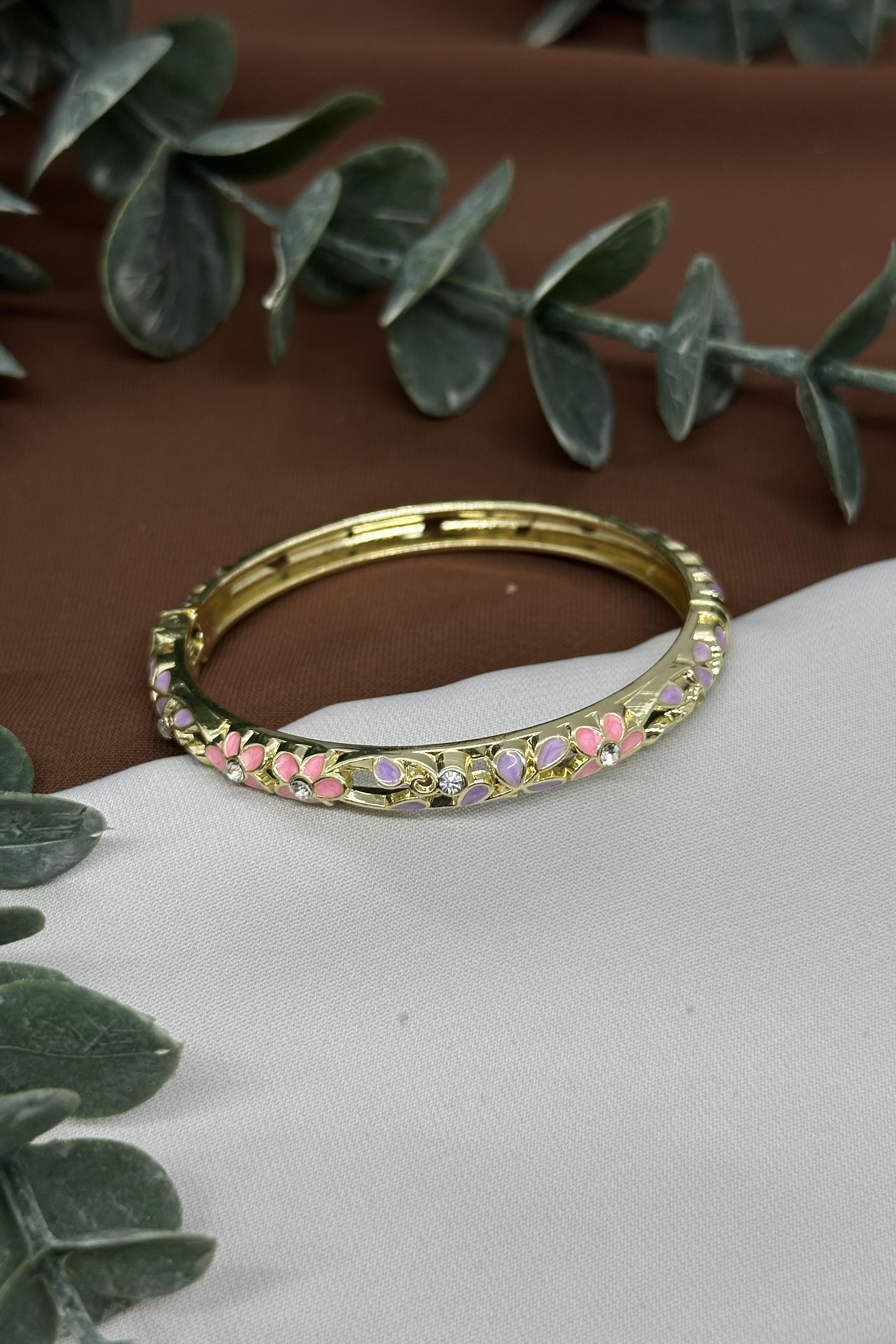 Pembe-Mor Gold Mineli Kelepçe Bilekli