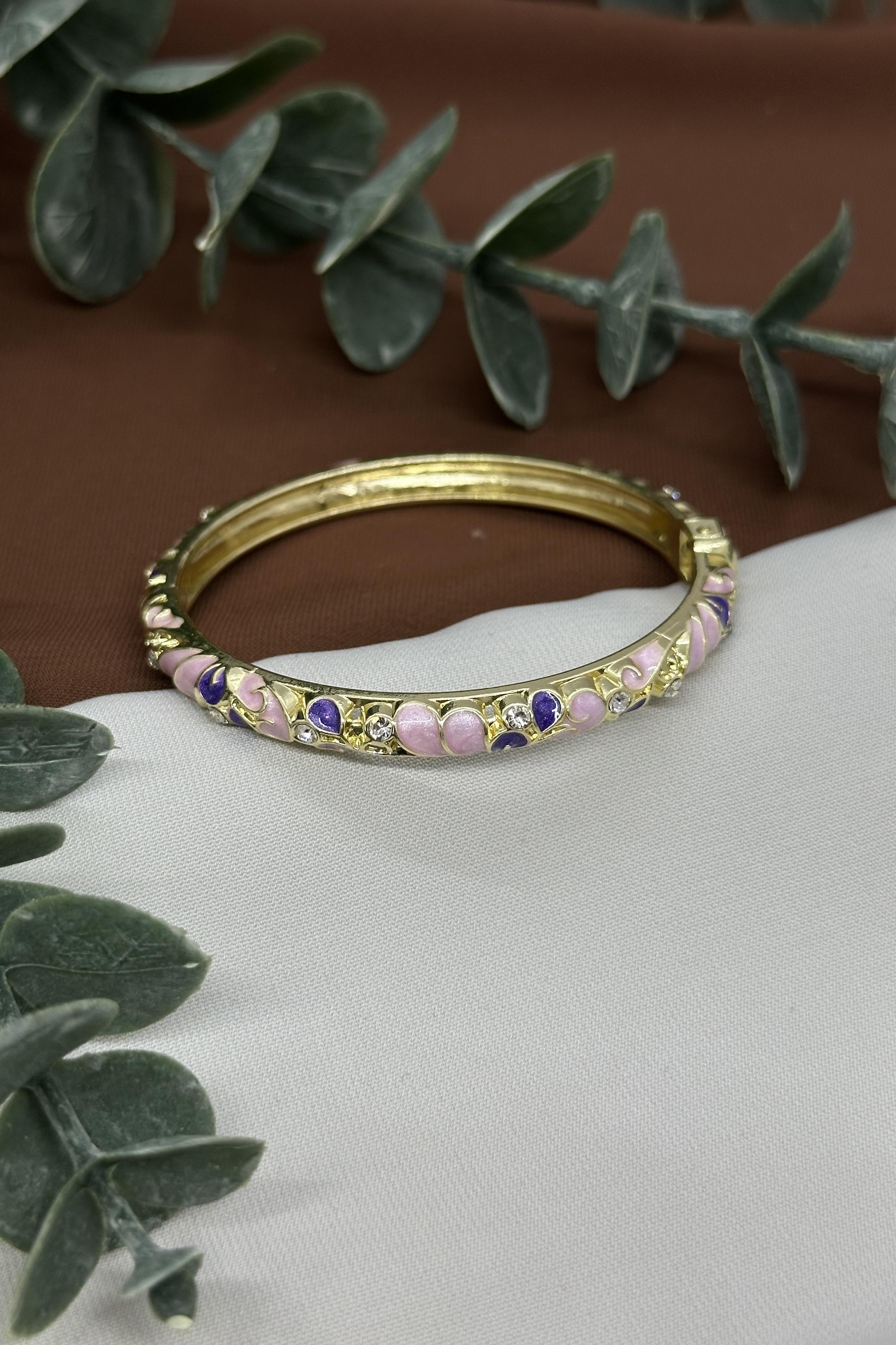 Pembe-Mor Gold Mineli Kelepçe Bilekli