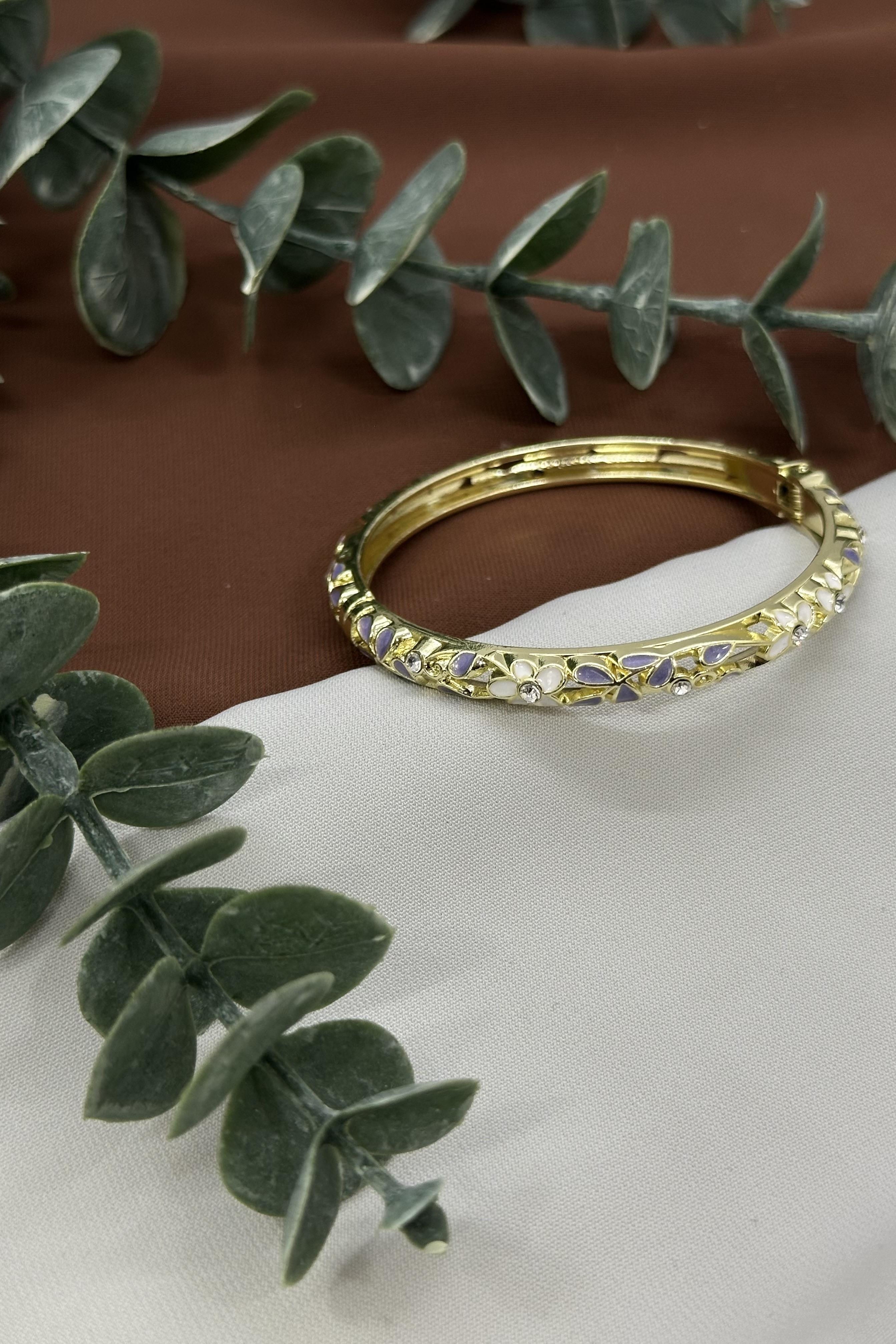 Mor-Beyaz Gold Mineli Kelepçe Bilekli