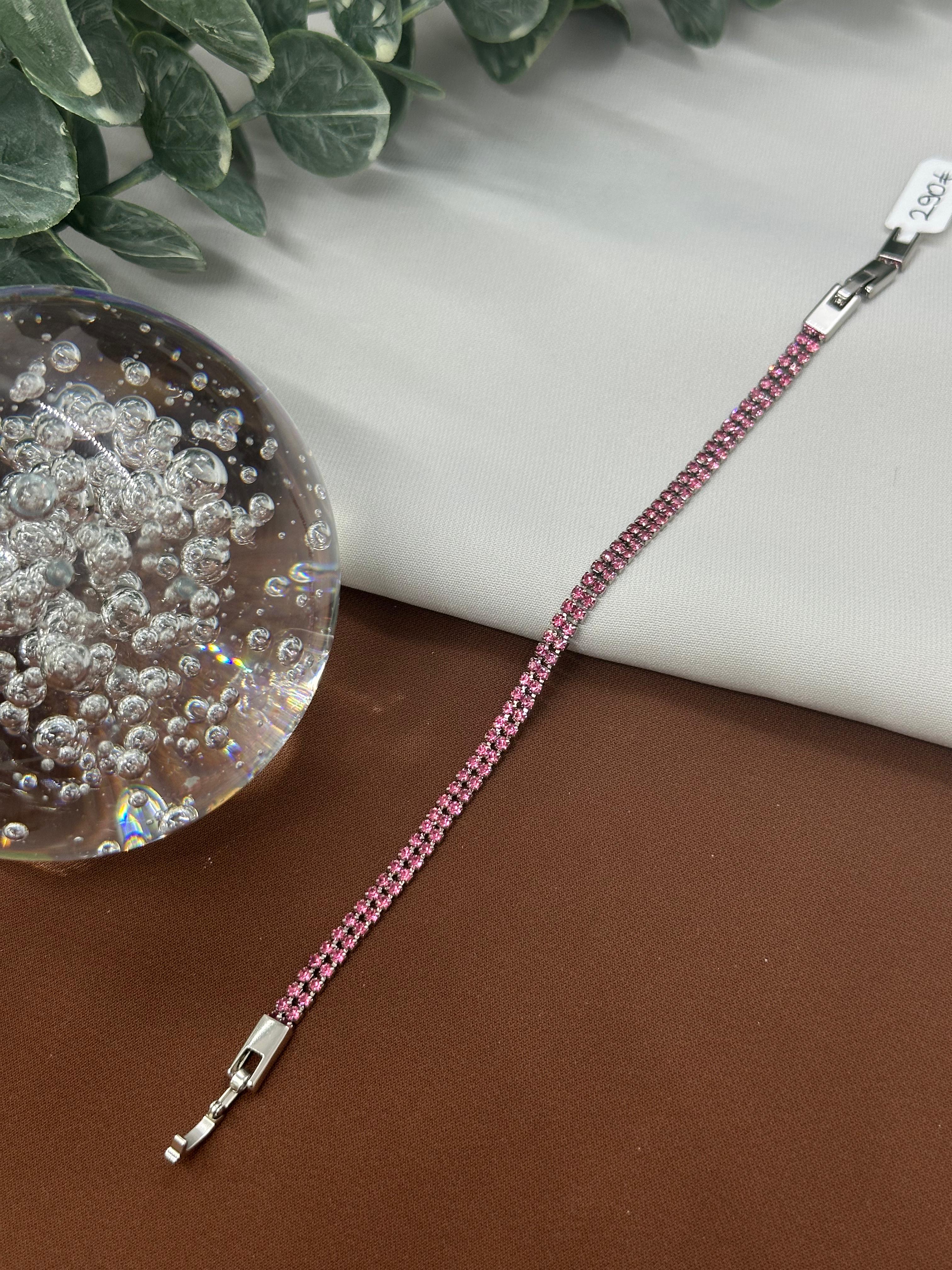 Pembe Taşlı Sılver Vıp Bileklik