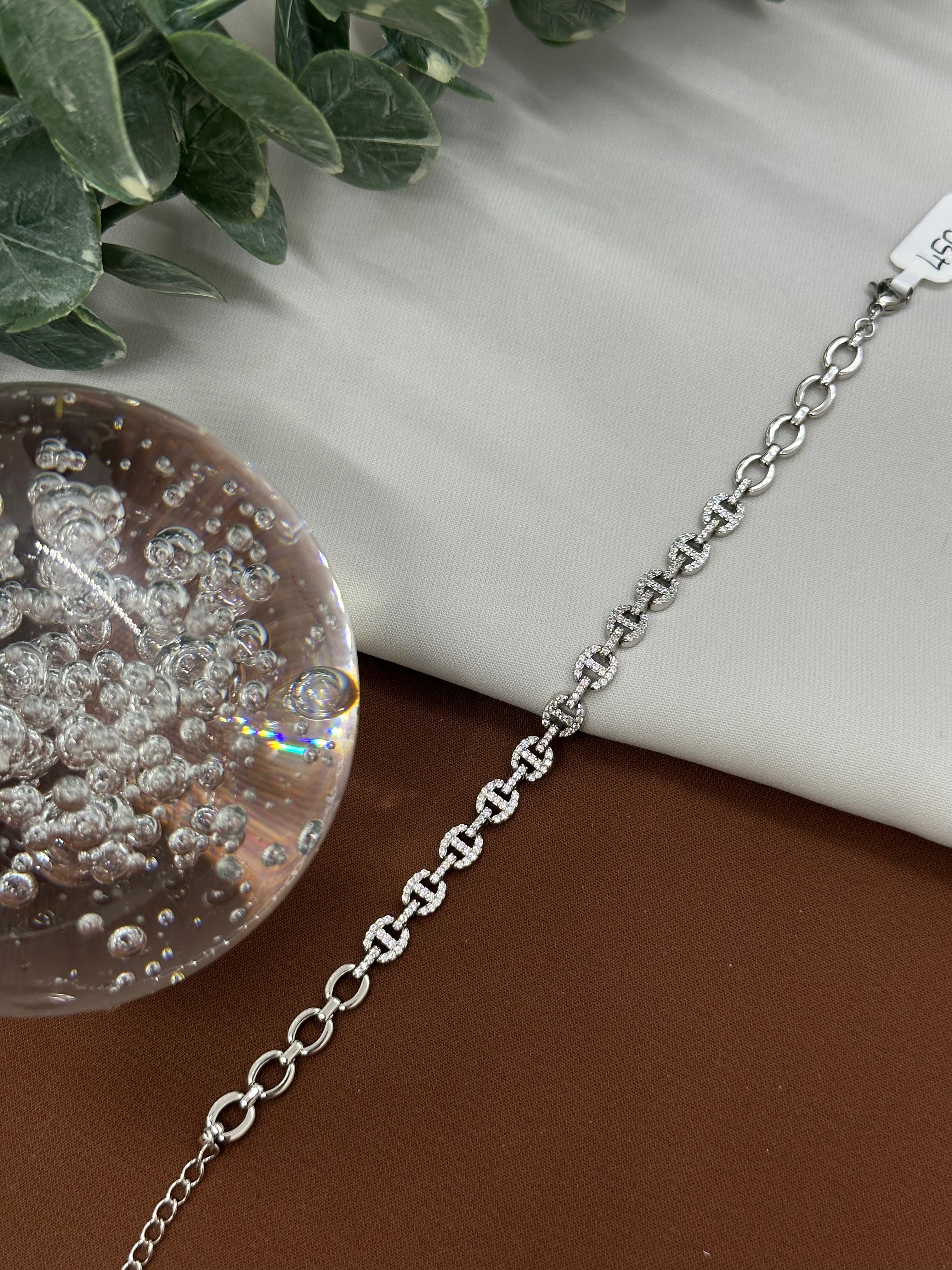 Taşlı Halka Model Sılver Vıp Bileklik