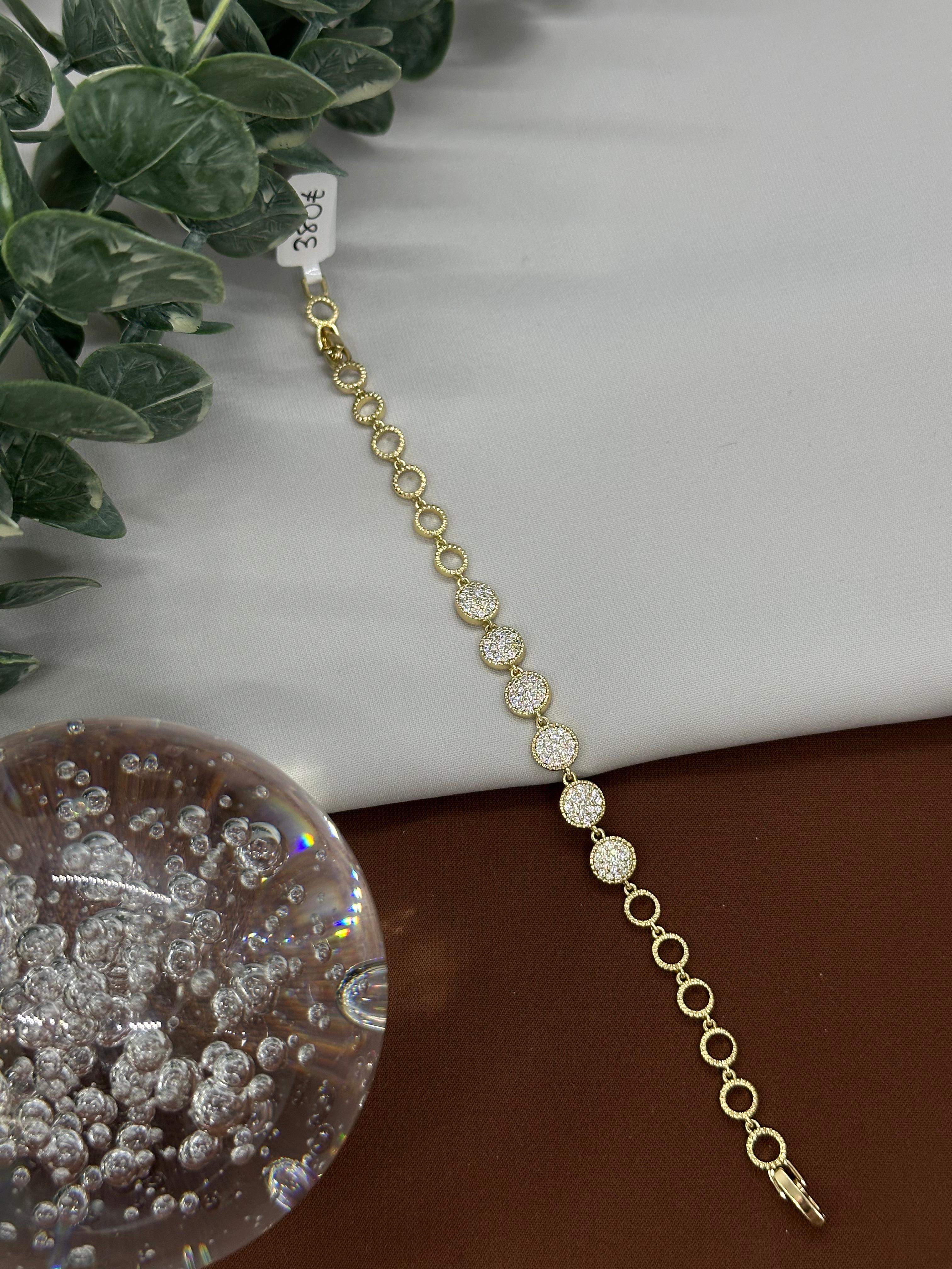 Taşlı Halka Model Gold Vıp Bileklik