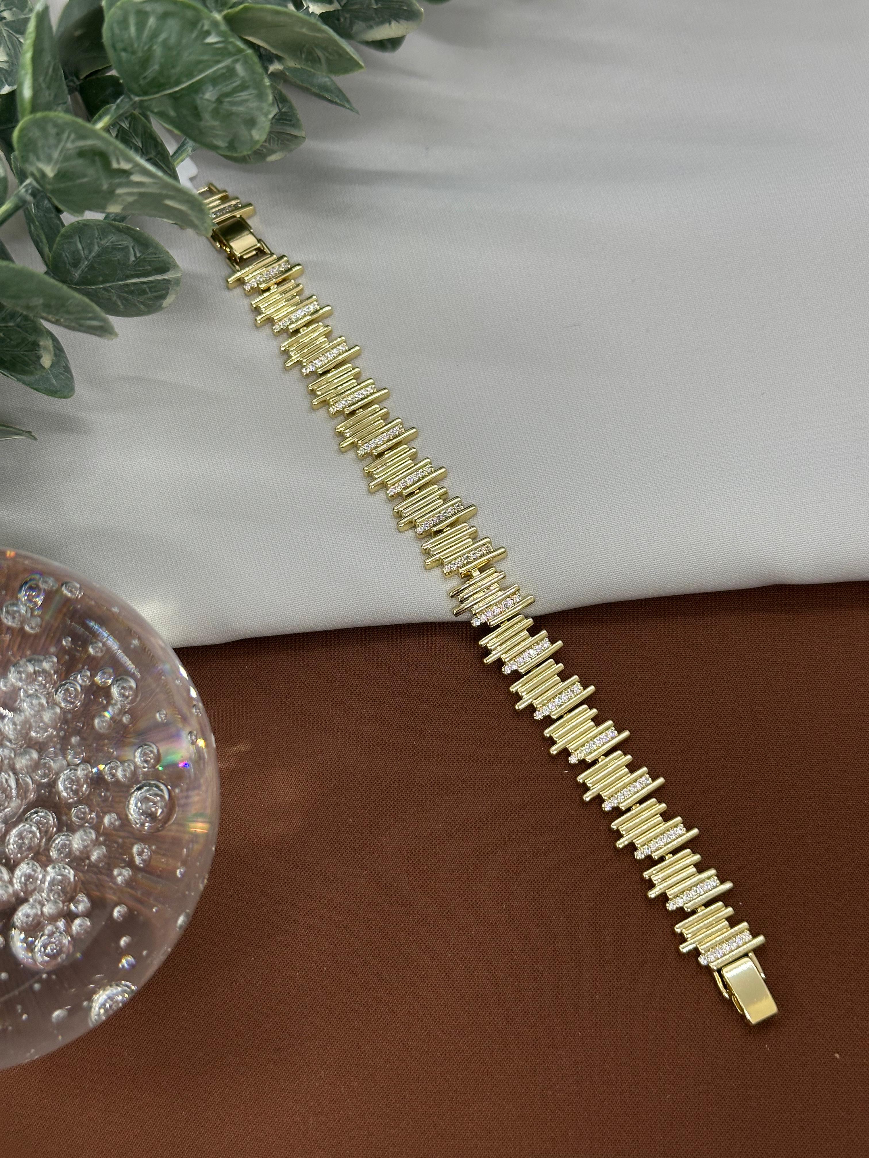 Çizgi Model Gold Vıp Bileklik