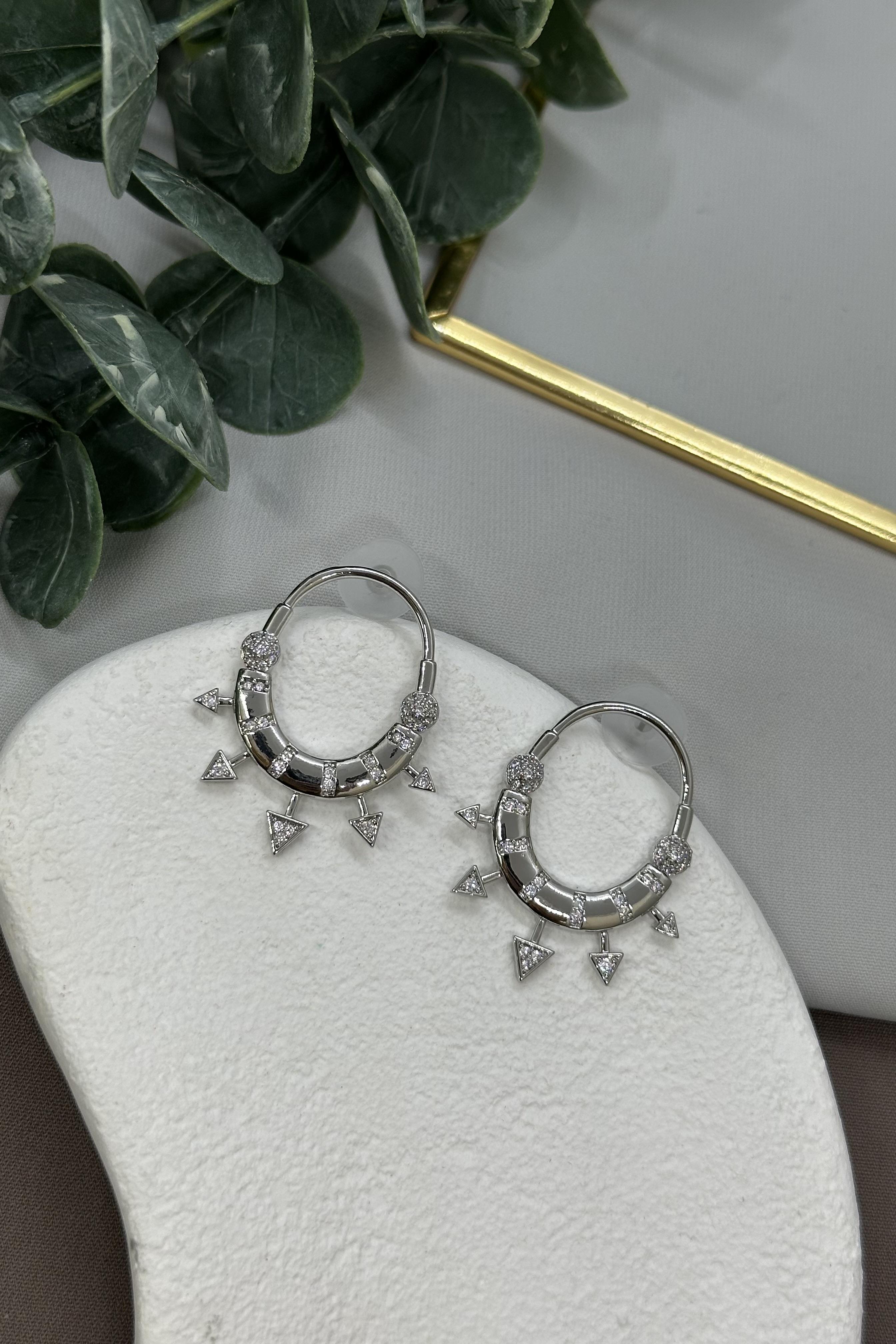 Sılver Halka Taşlı Özel Tasarım Vıp Küpe