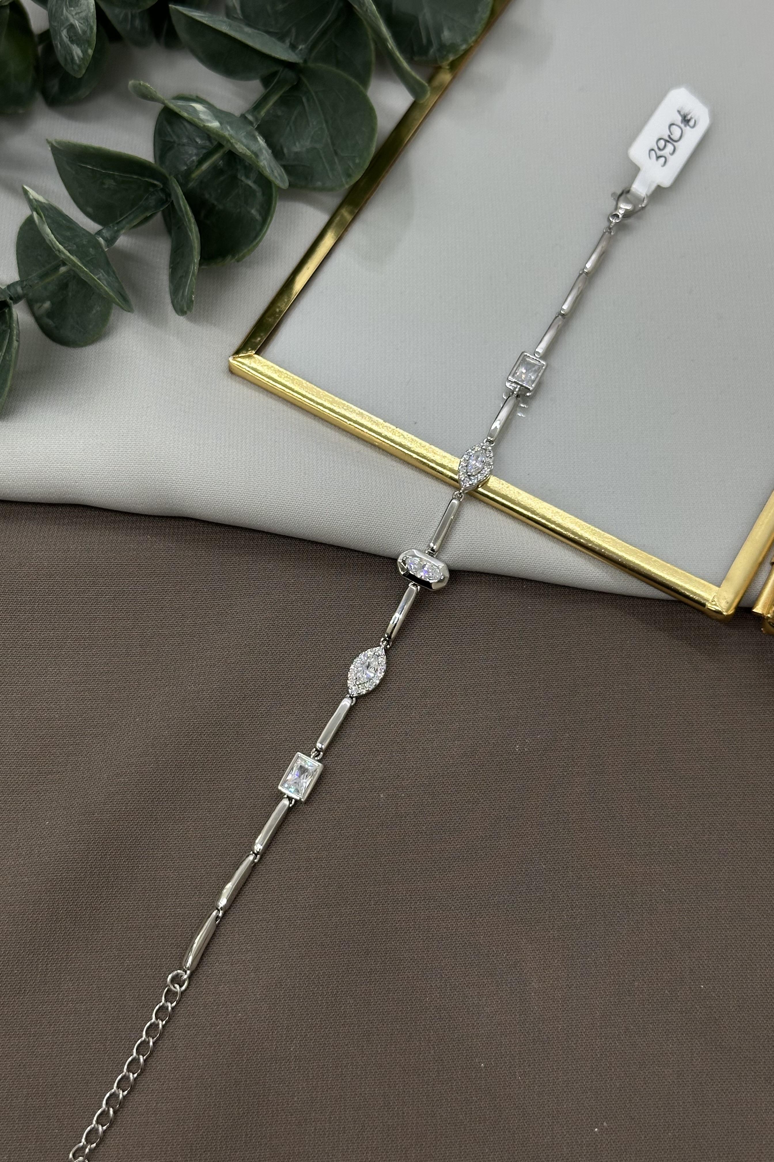 Element Taşlı Sılver Vıp Bileklik