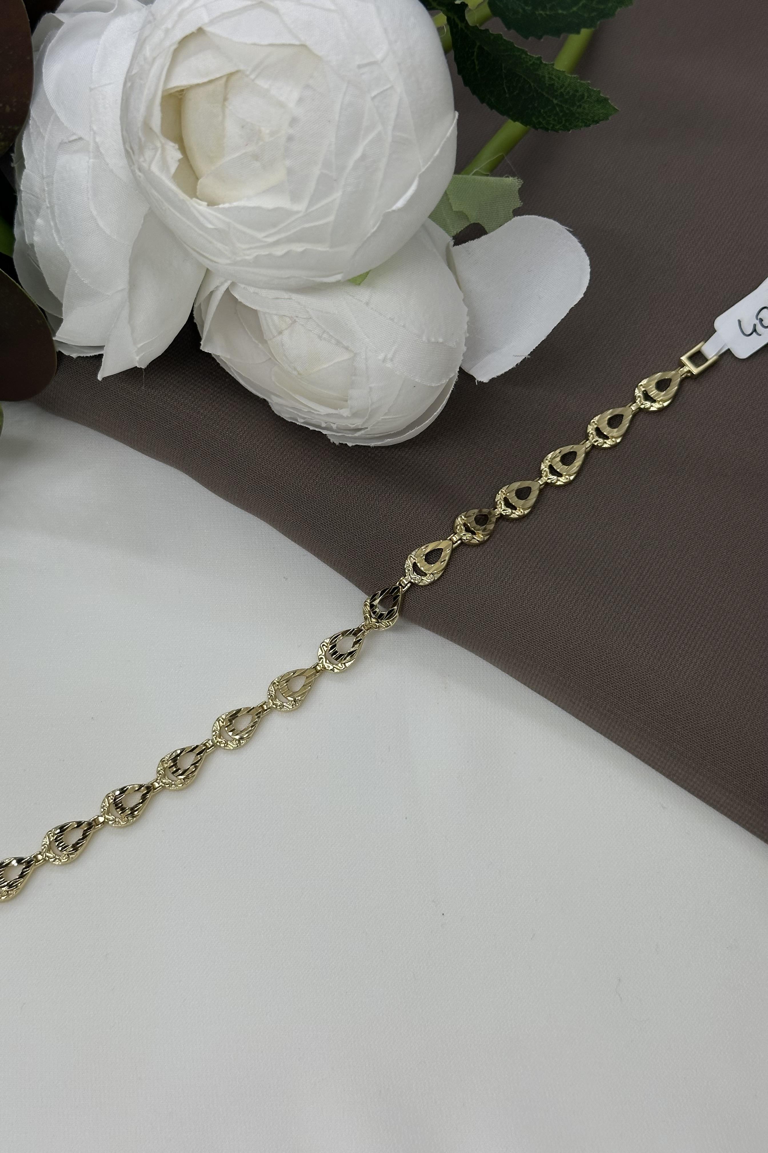 Uzun Damla Model Gold Vıp Bileklik