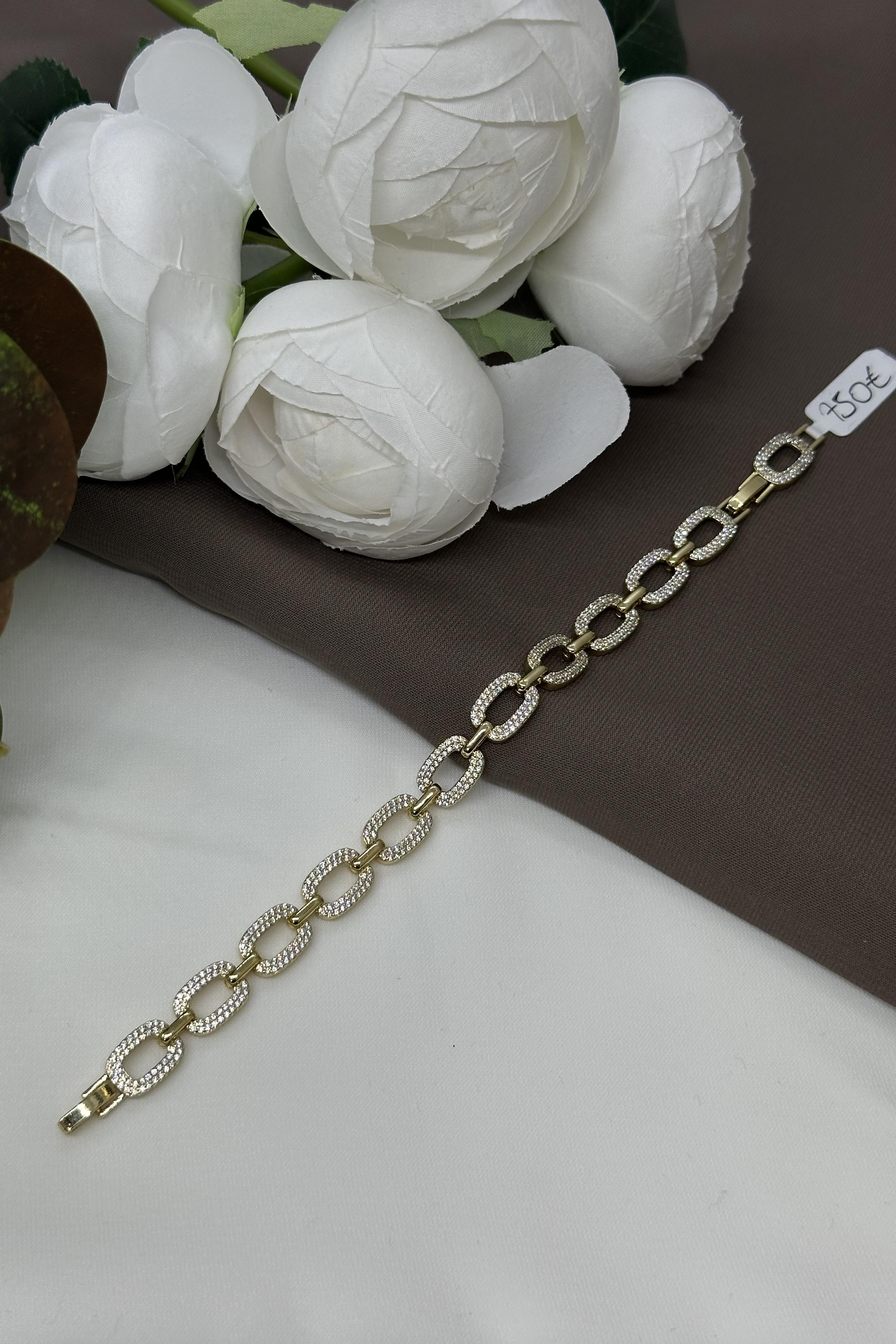 Taşlı Halka Model Gold Vıp Bileklik