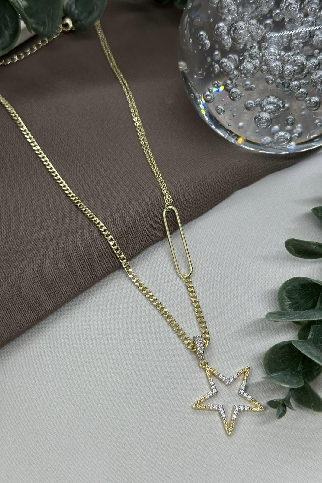 Yıldızlı Gold Vıp Kolye
