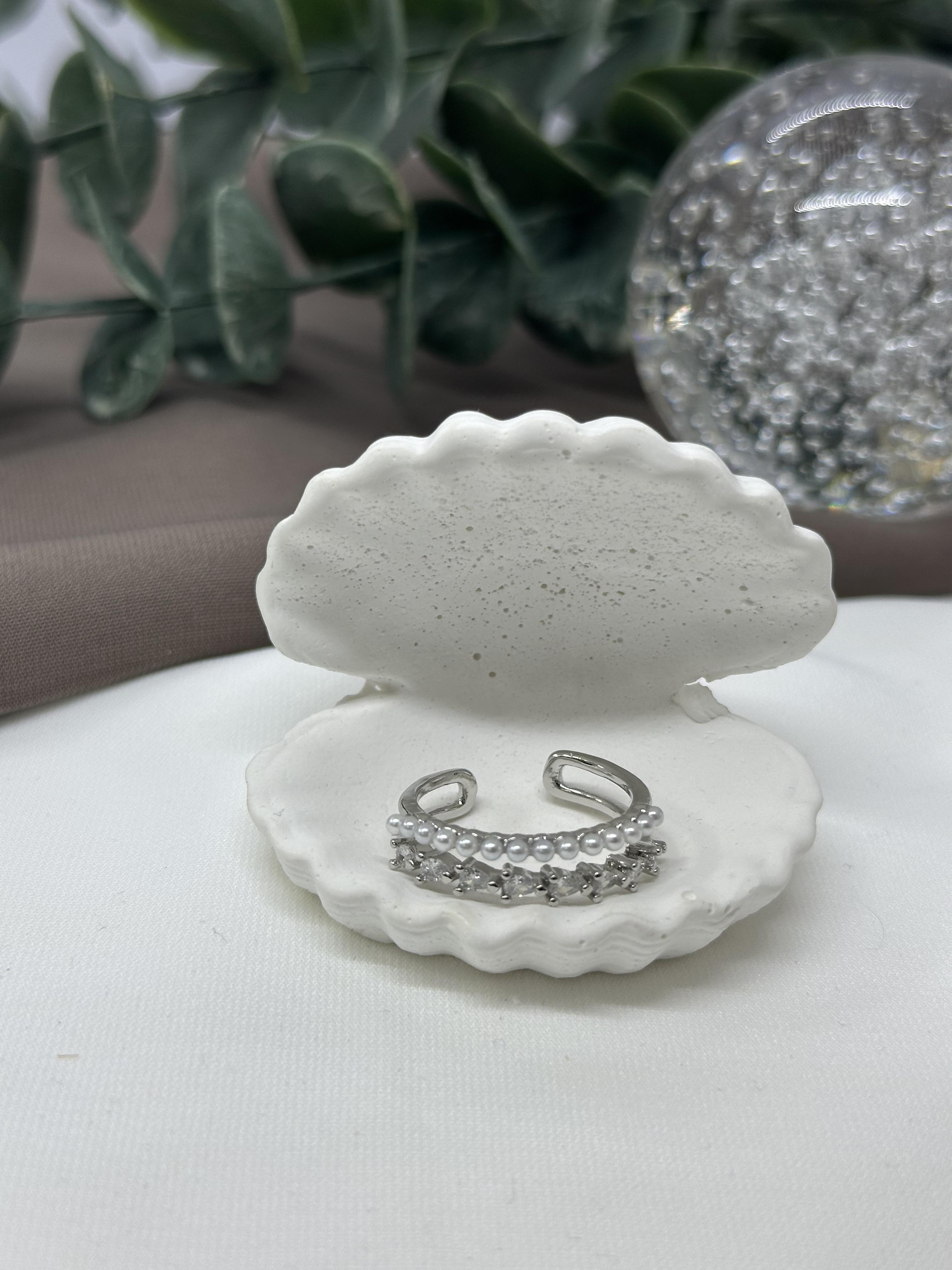 İncili Taşlı Sılver Vıp Yüzük