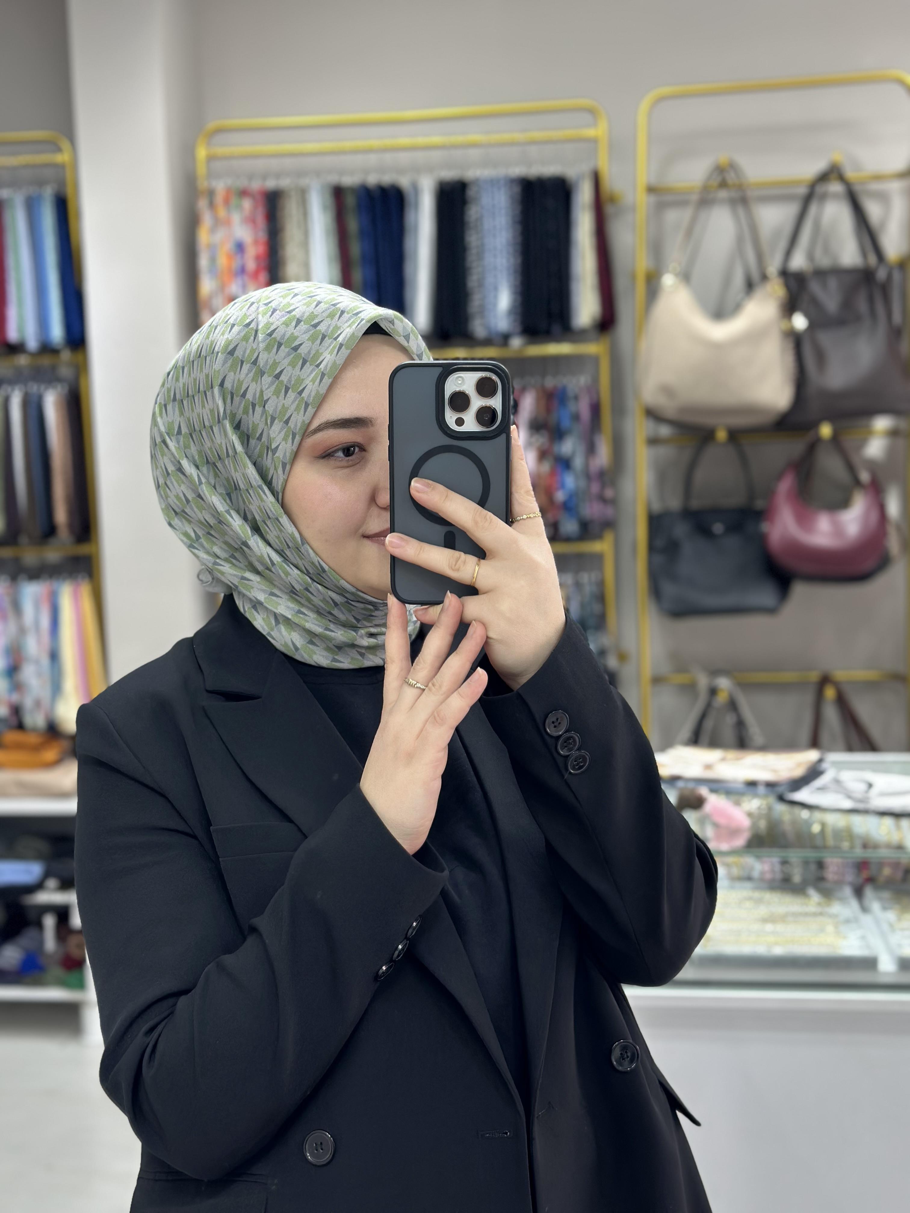 Yeşil Kareli Pamuk Soft Eşarp