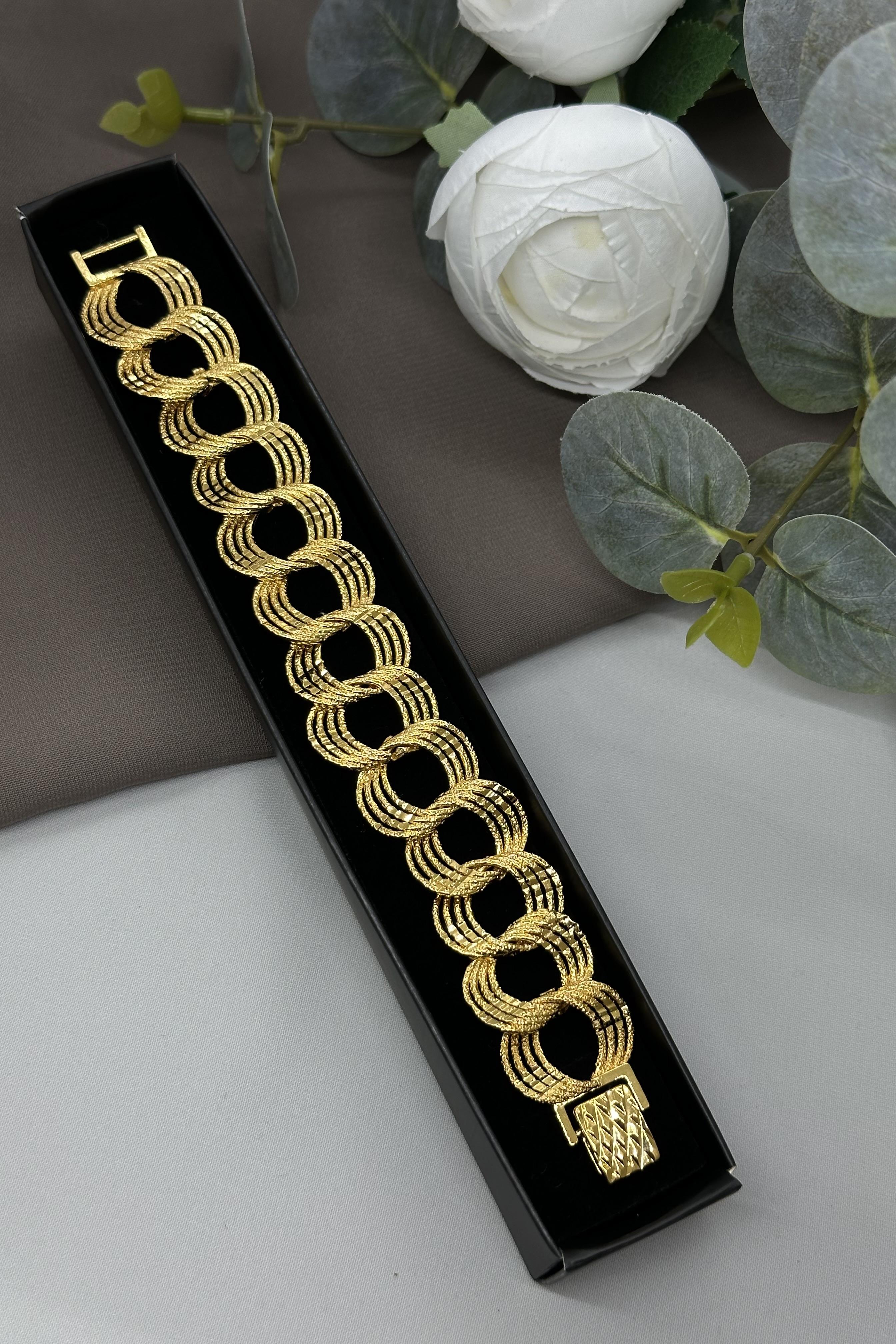 22 Ayar Altin Kaplama Üçlü Halka Bileklik