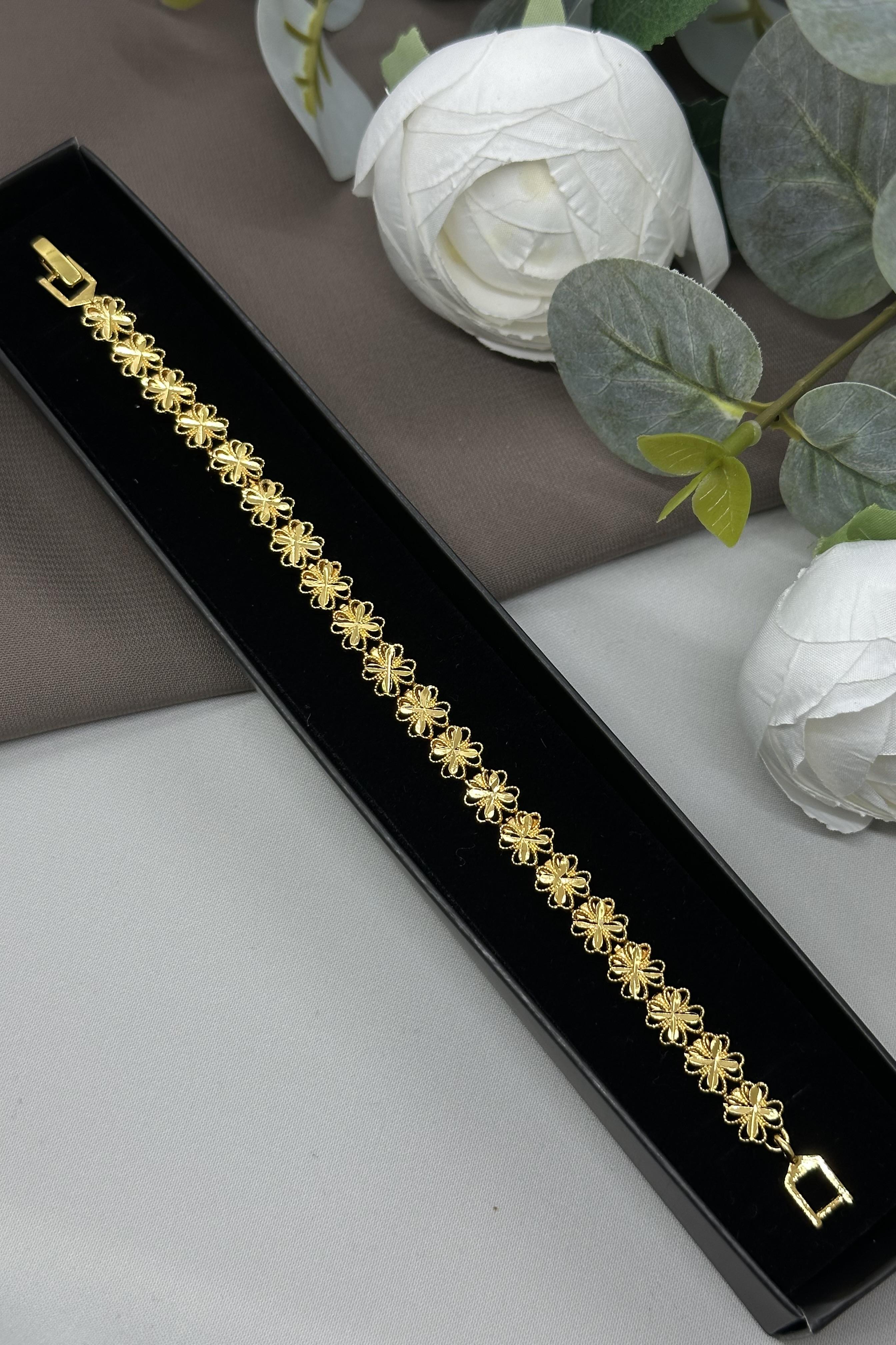 22 Ayar Altın Kaplama Çiçek model Bileklik