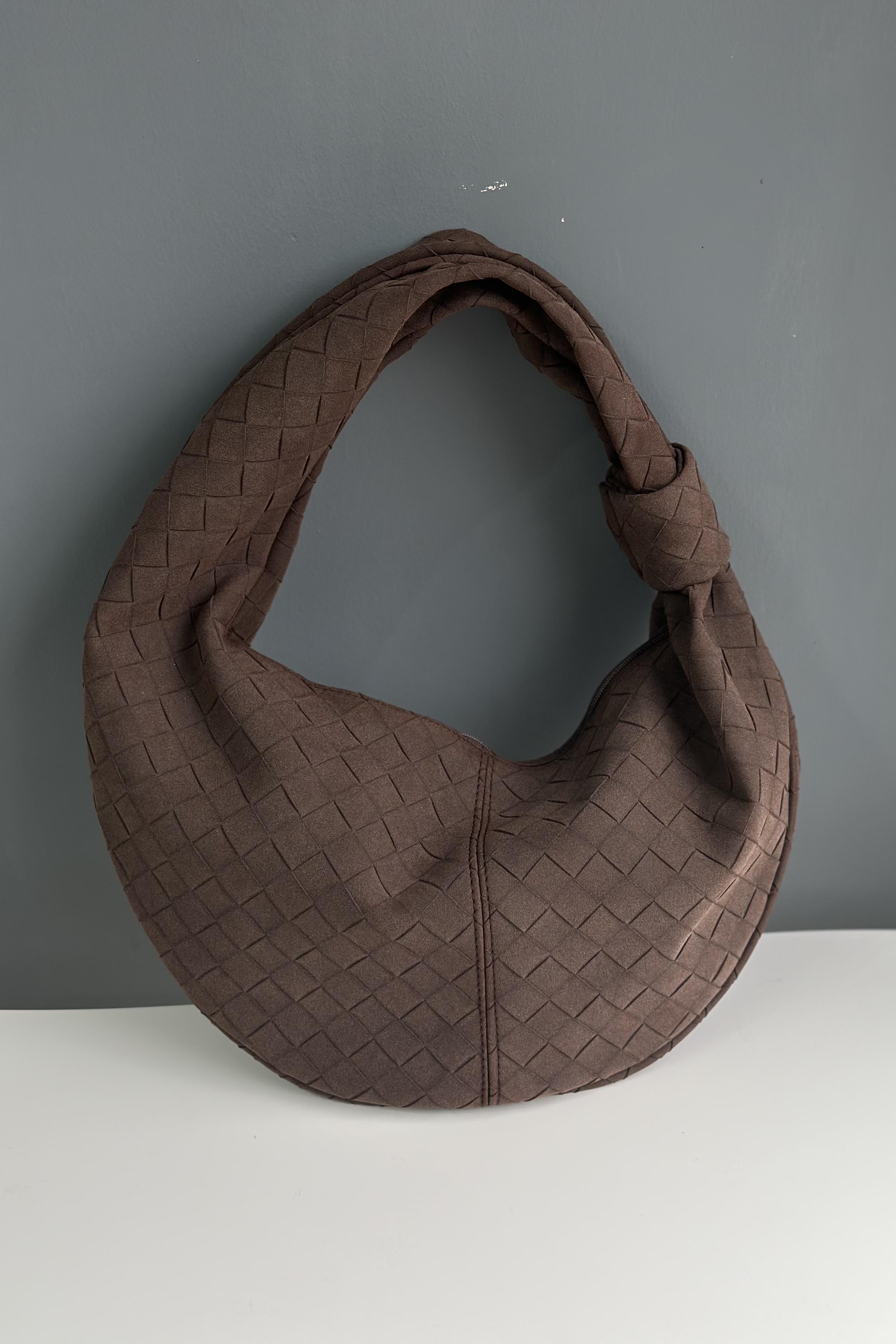 Acıkahve Düğüm Model Süet Çanta