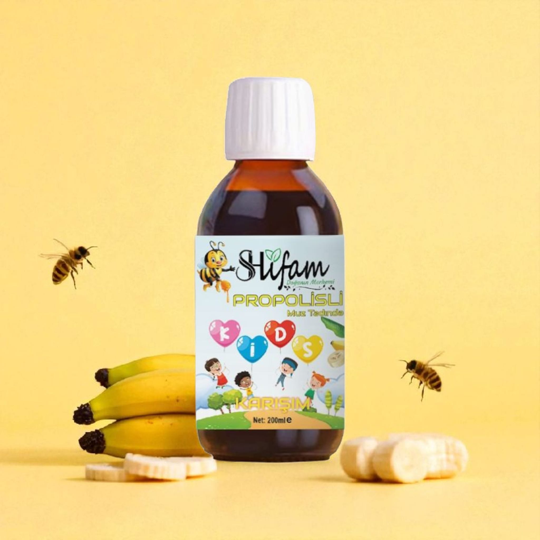 C Vitamini & Propolisli Kıds Karışım 200 ml (DOĞAL MUZ AROMALI)