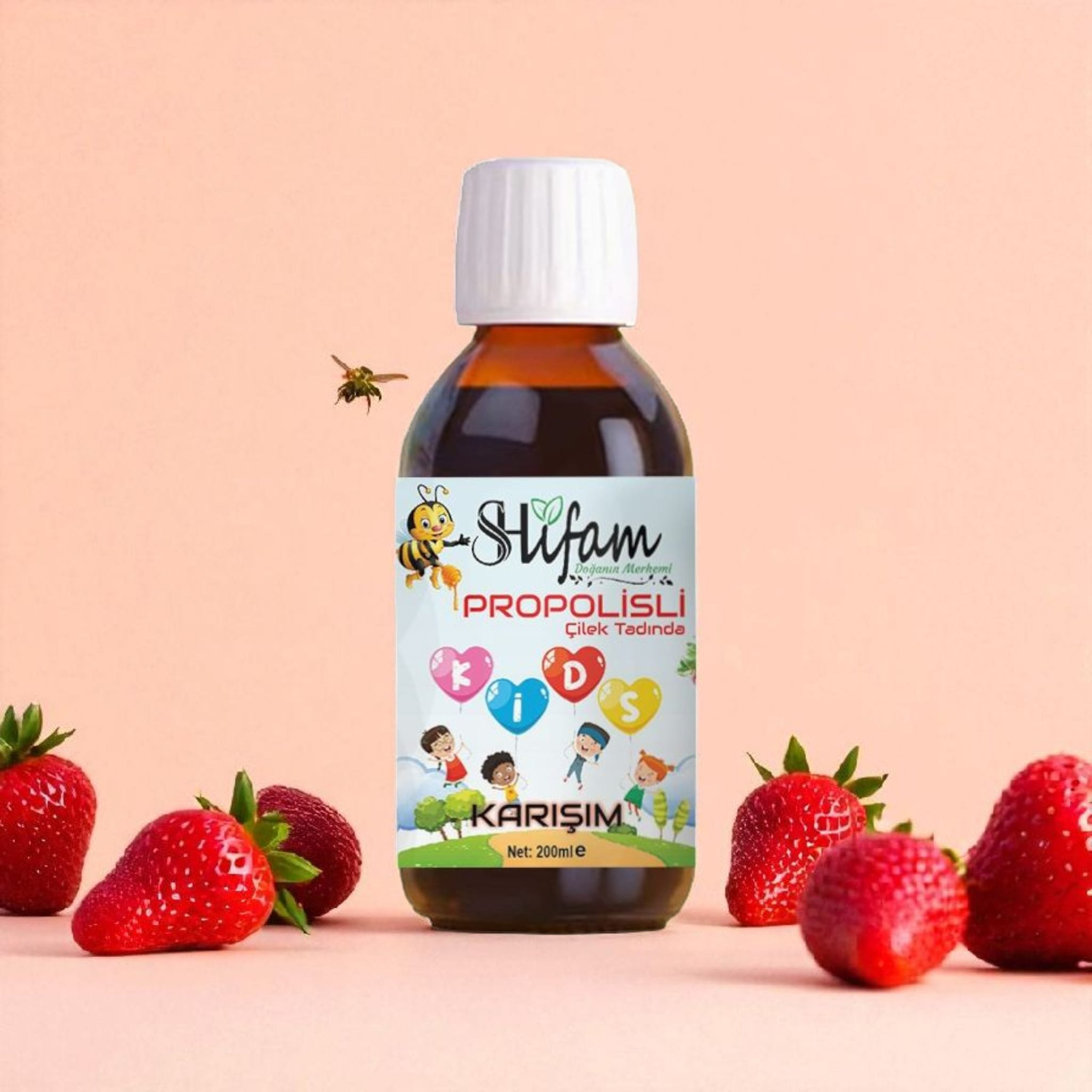 C Vitamini & Propolisli Kıds Karışım 200 ml (DOĞAL ÇİLEK AROMALI)