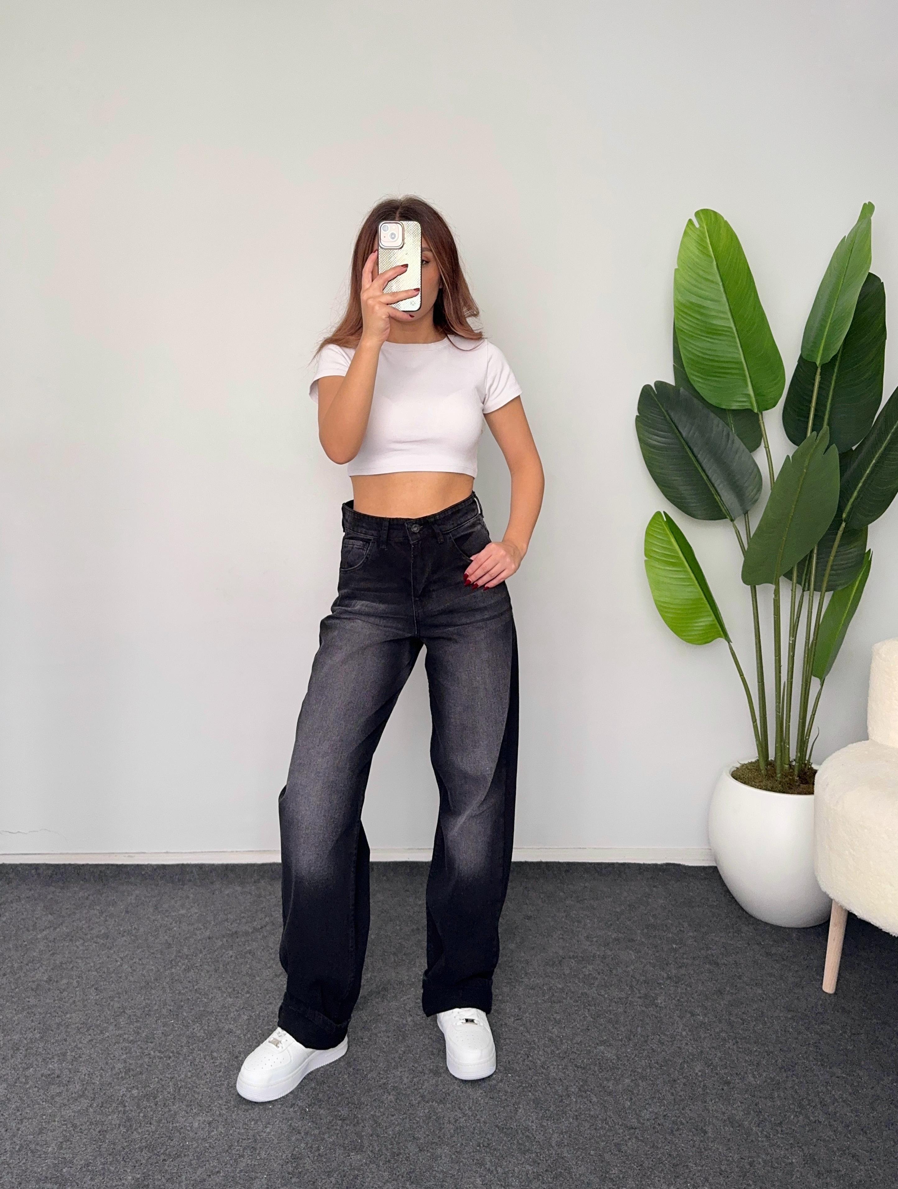 SİYAH ESKİTME BAGGY