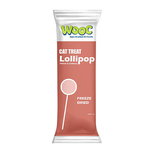 Wooc Tavuk ve Kızılcık Aromalı Dondurularak Kurutulmuş Kedi Ödülü Lolipop 1.4 Gr