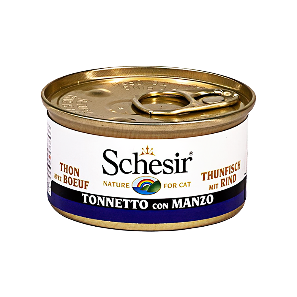 Schesir Ton Balıklı ve Sığır Etli Yetişkin Kedi Konserve Maması (85 g)