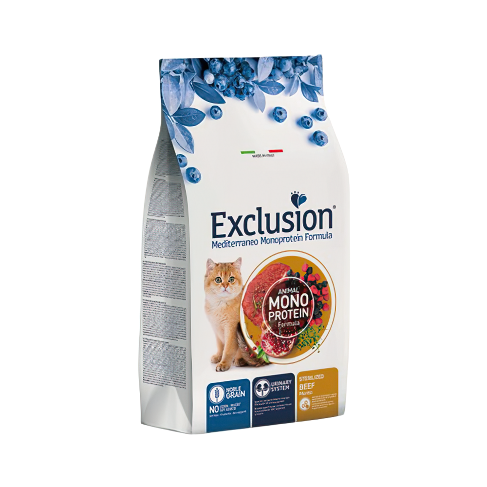 Exclusion Monoprotein Düşük Tahıllı Sığır Etli Kısırlaştırılmış Kedi Maması (12 kg)